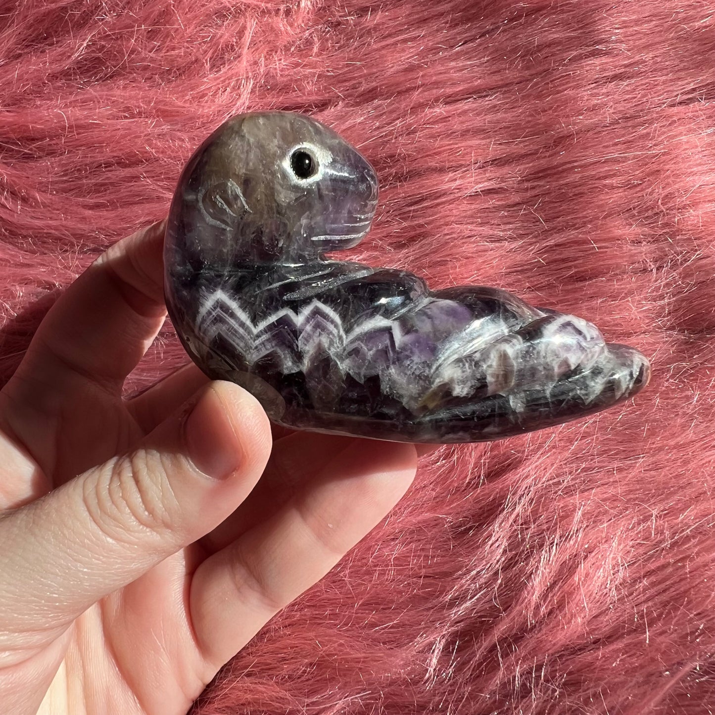 Stunning Dream Amethyst Otter Crystal Carving - B