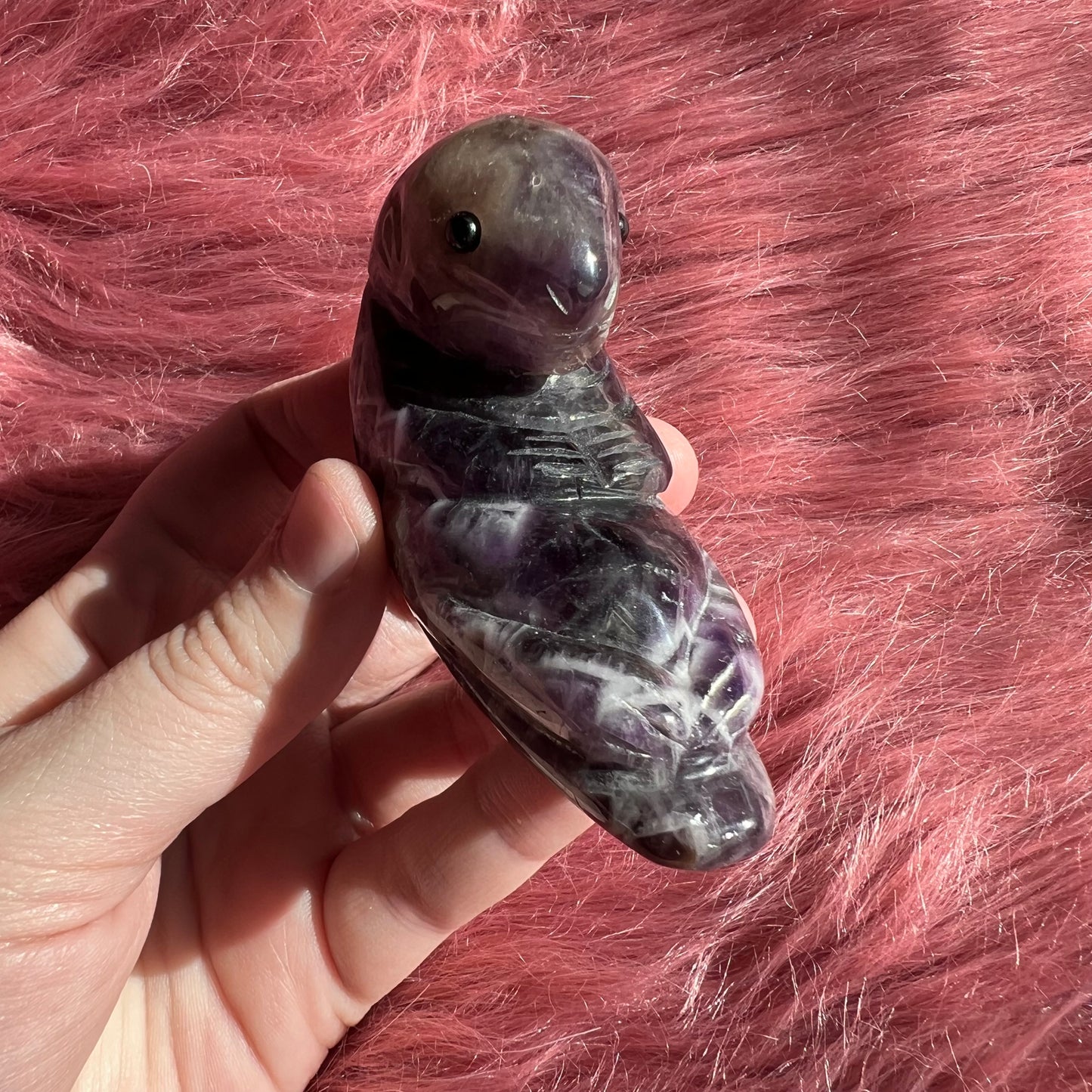 Stunning Dream Amethyst Otter Crystal Carving - B