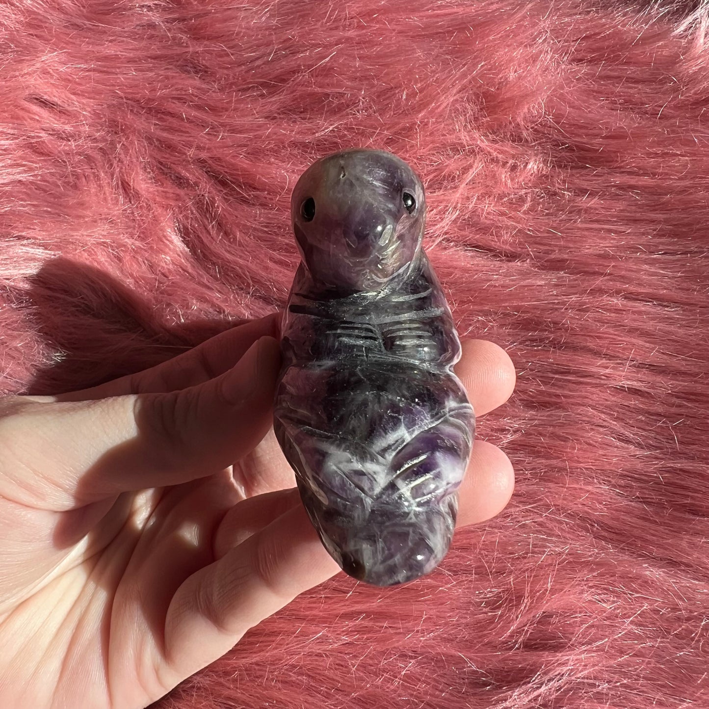 Stunning Dream Amethyst Otter Crystal Carving - B