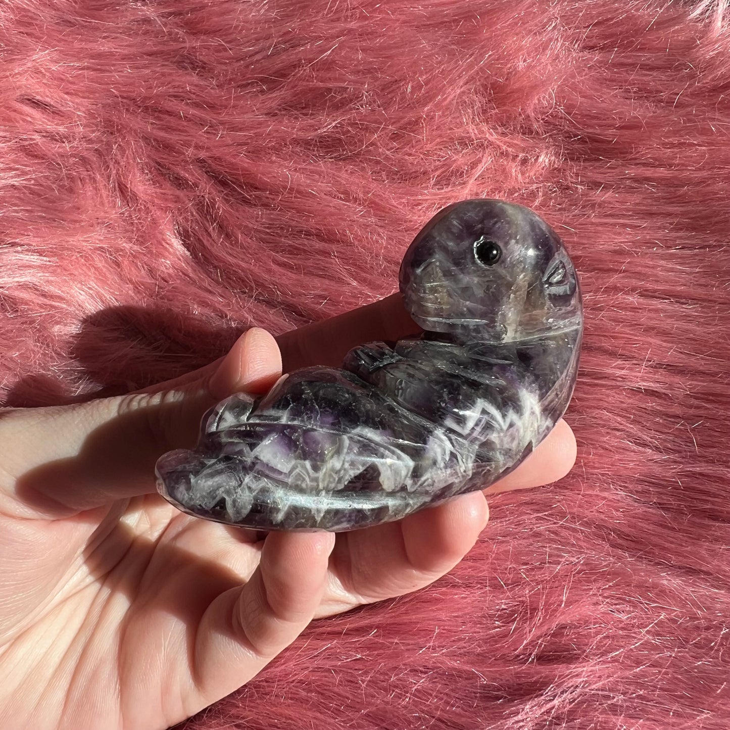 Stunning Dream Amethyst Otter Crystal Carving - B