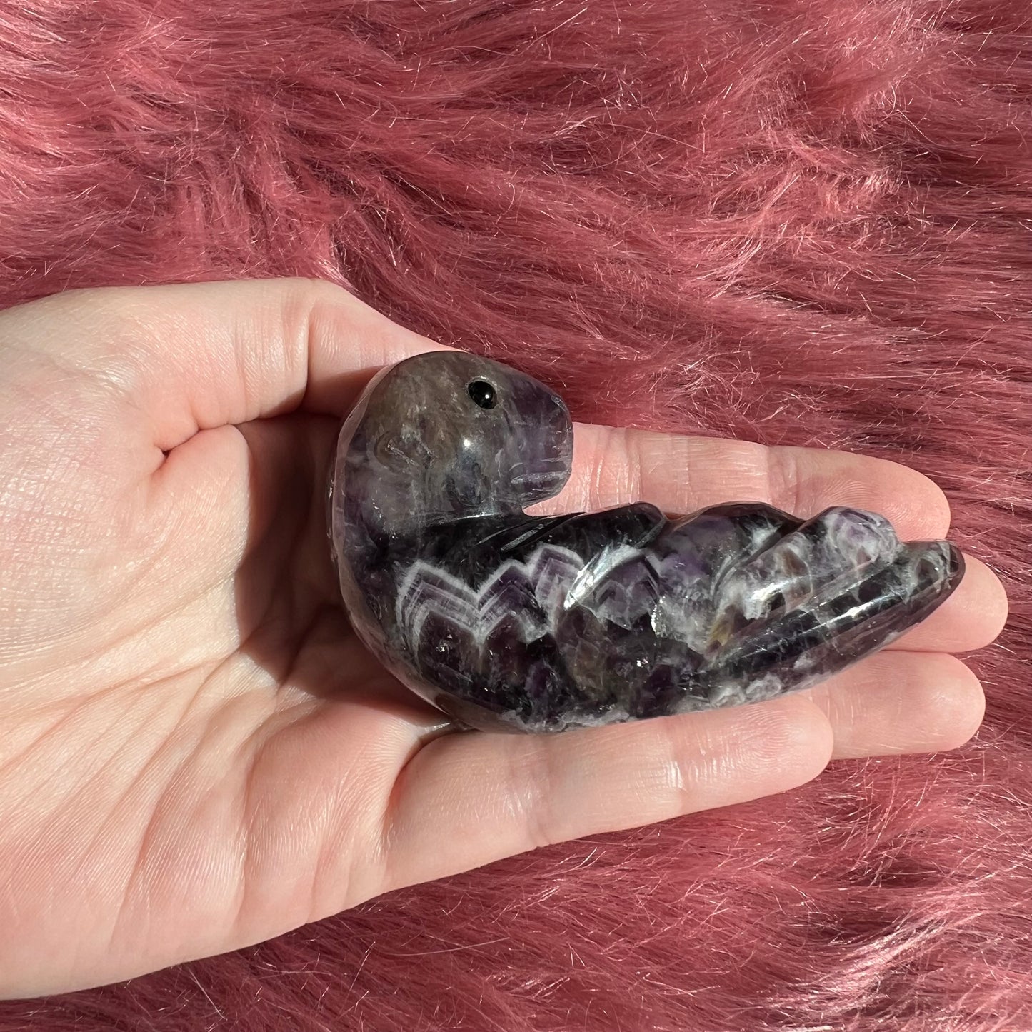 Stunning Dream Amethyst Otter Crystal Carving - B