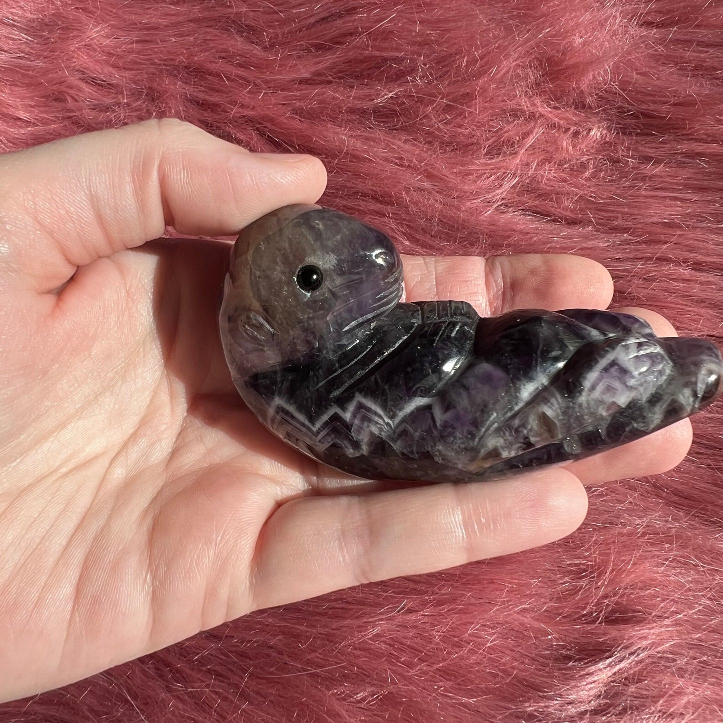 Stunning Dream Amethyst Otter Crystal Carving - B