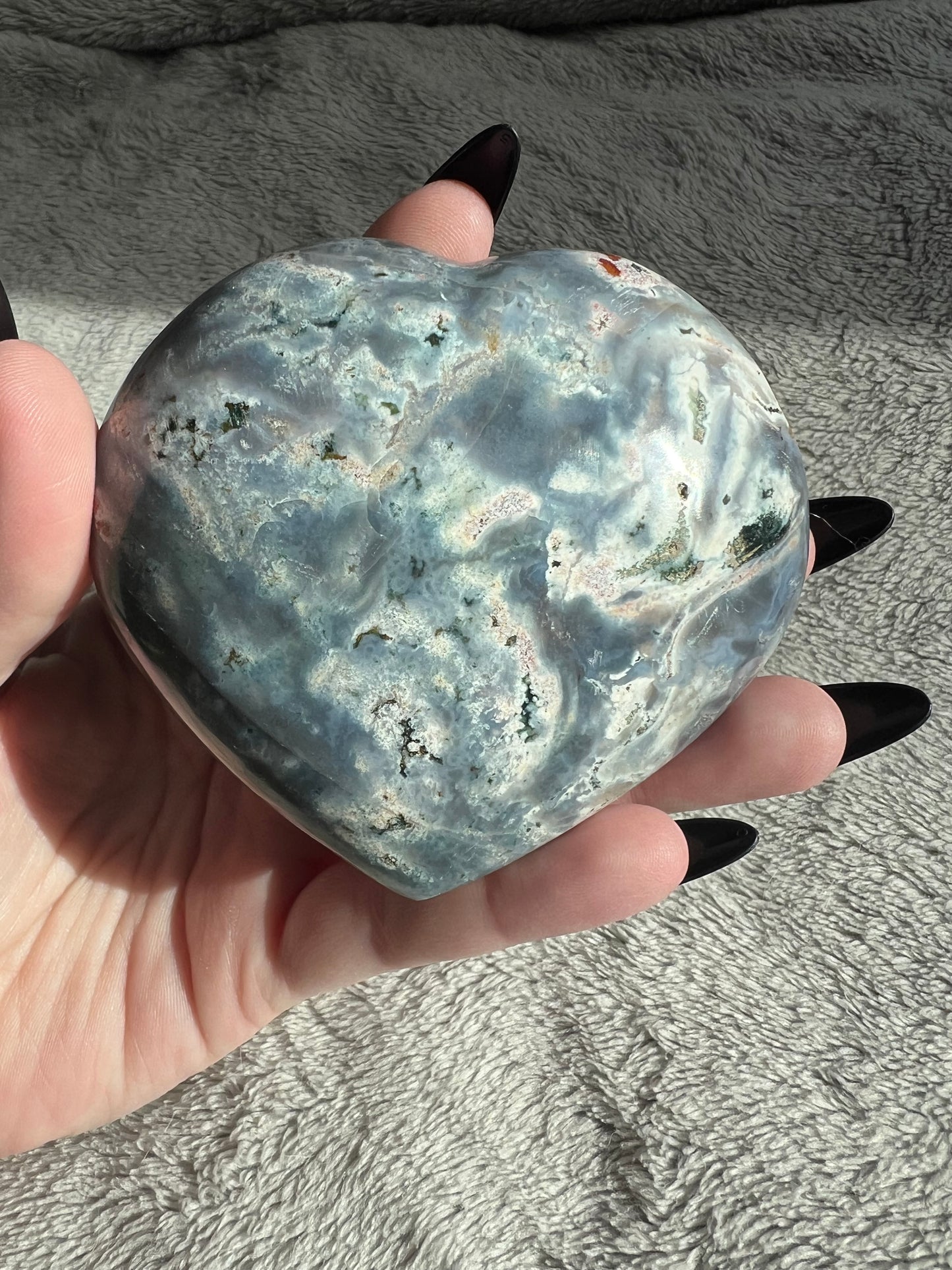 Stunning High Quality Sea (Ocean) Jasper Heart Carving