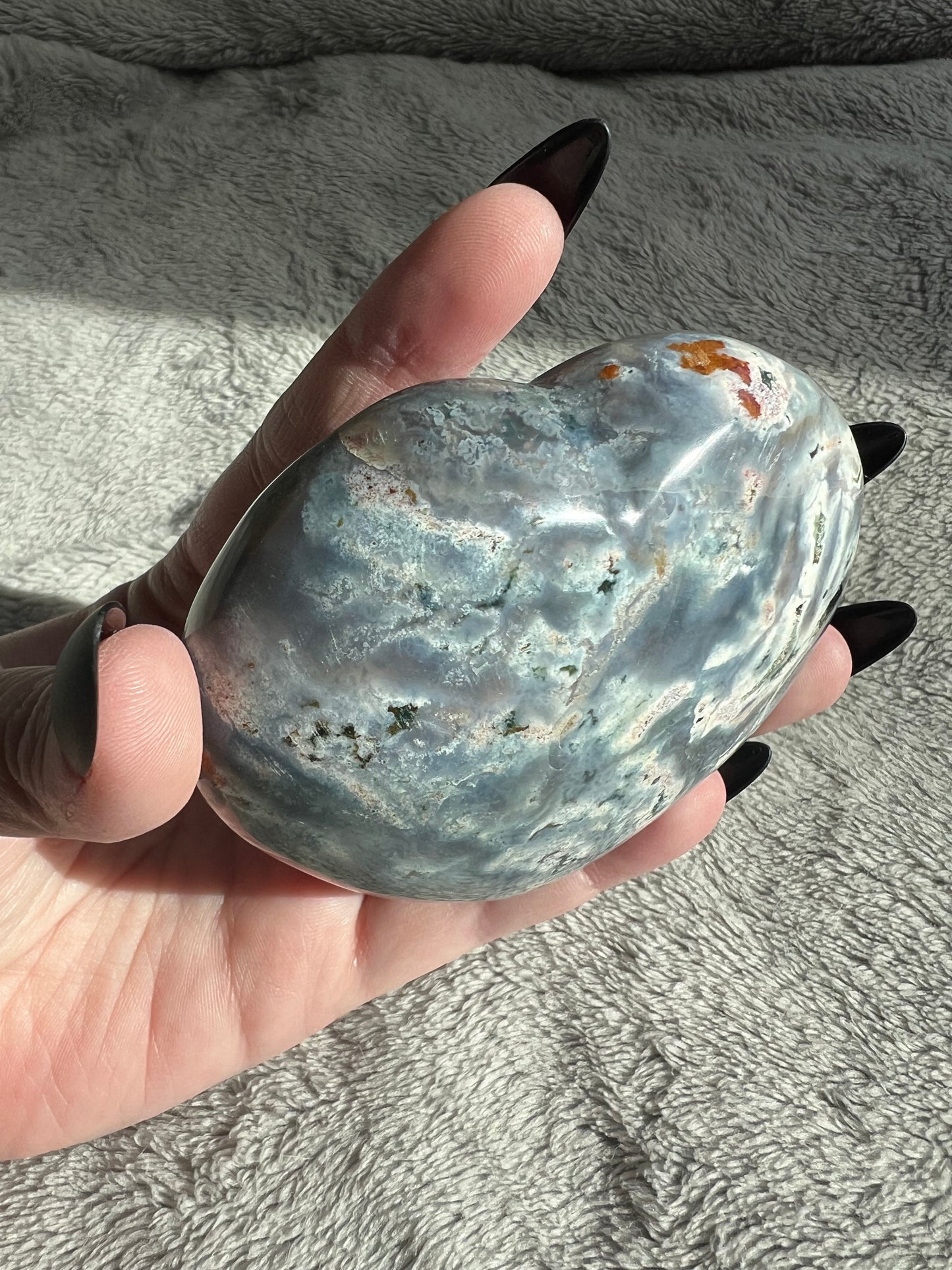 Stunning High Quality Sea (Ocean) Jasper Heart Carving