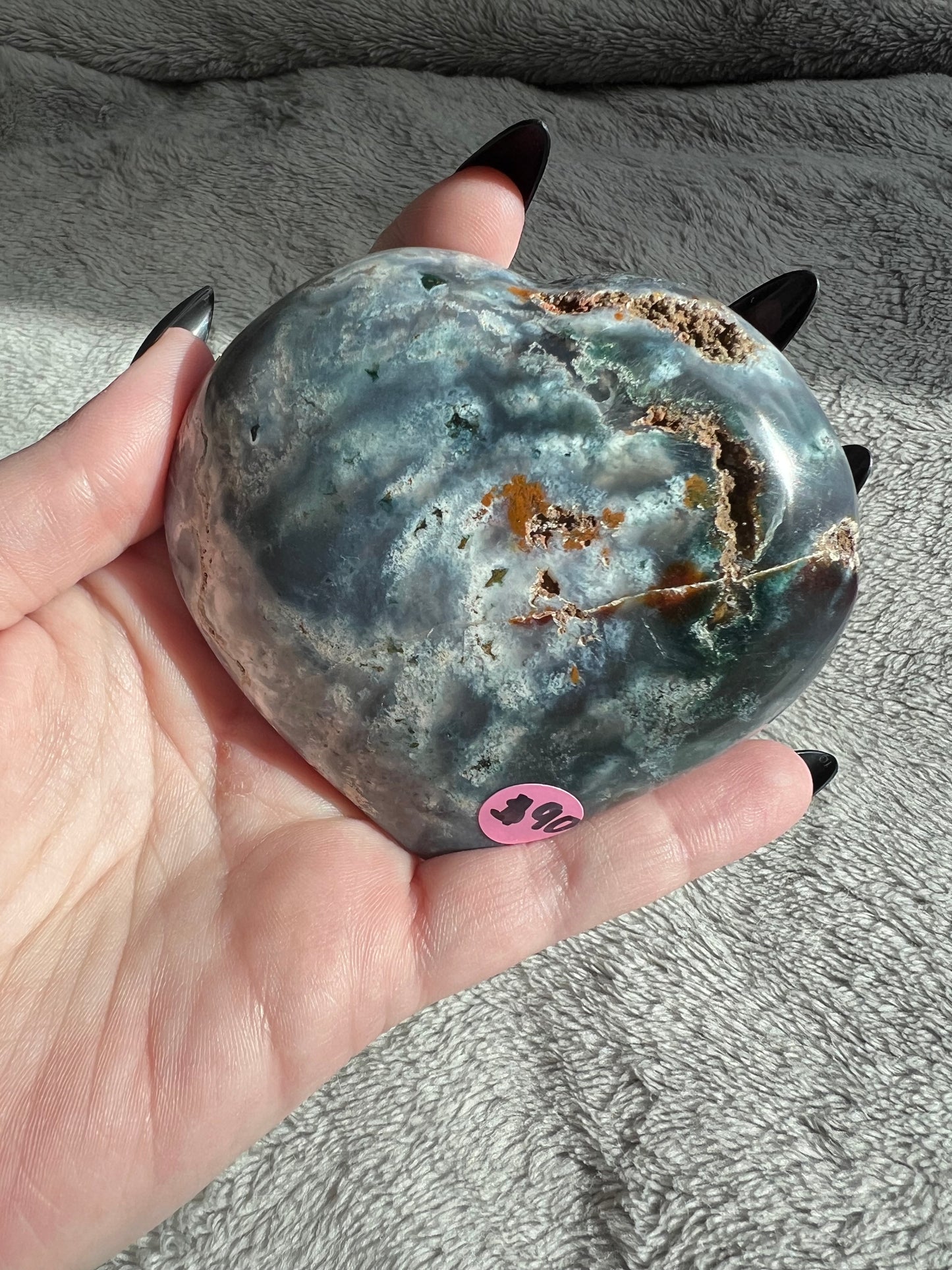 Stunning High Quality Sea (Ocean) Jasper Heart Carving