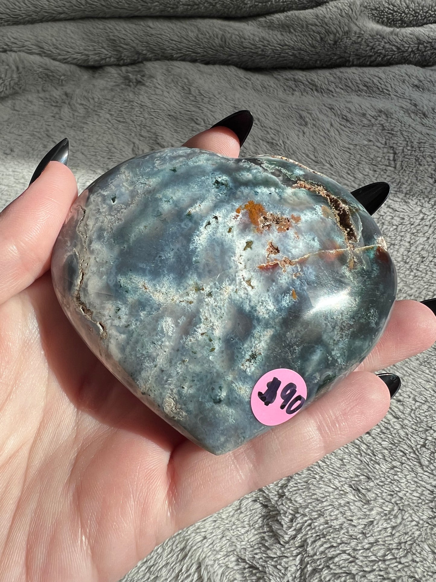 Stunning High Quality Sea (Ocean) Jasper Heart Carving