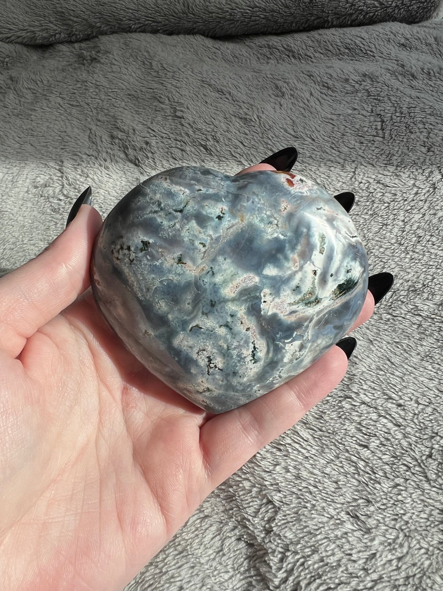 Stunning High Quality Sea (Ocean) Jasper Heart Carving