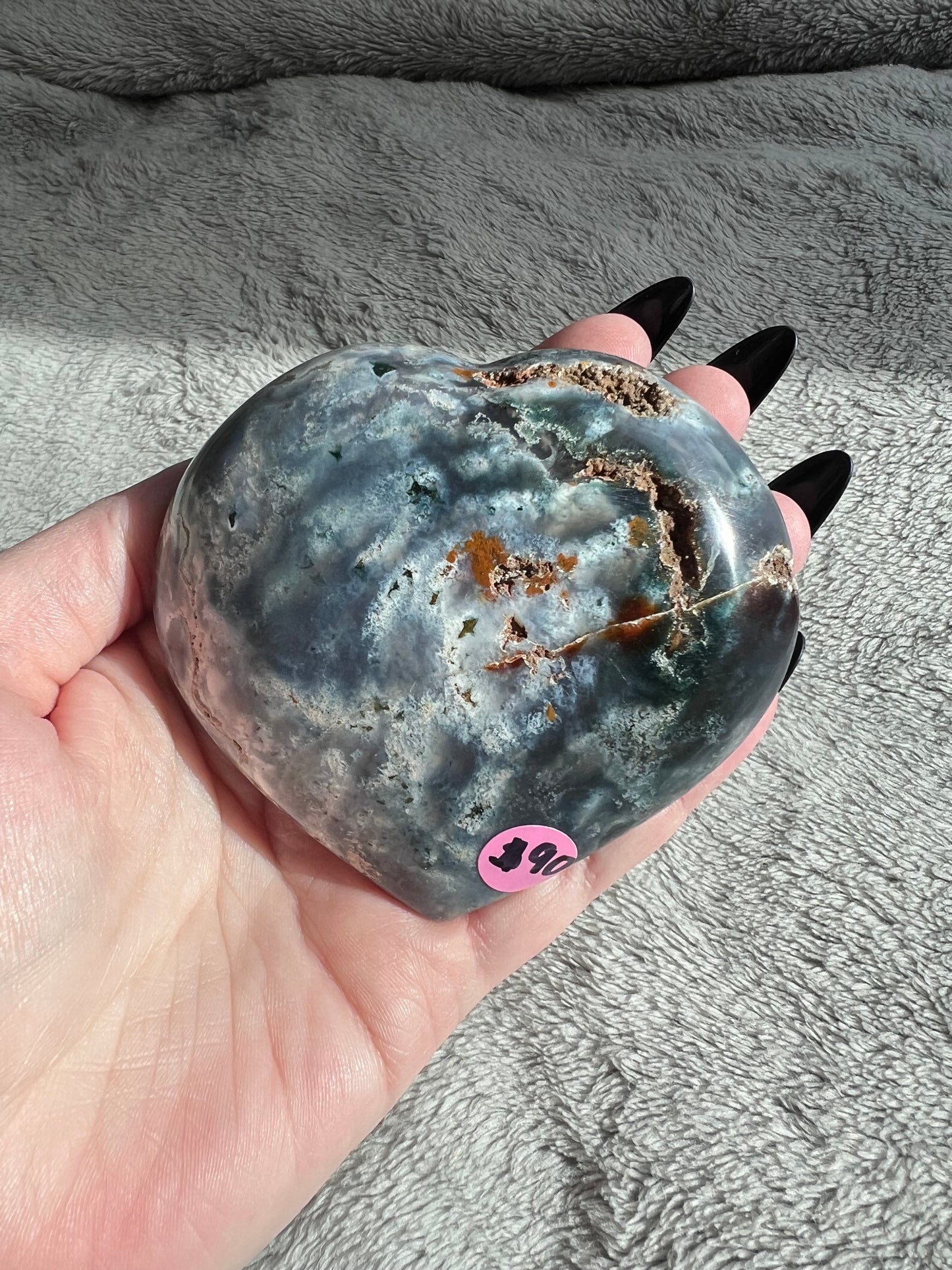Stunning High Quality Sea (Ocean) Jasper Heart Carving
