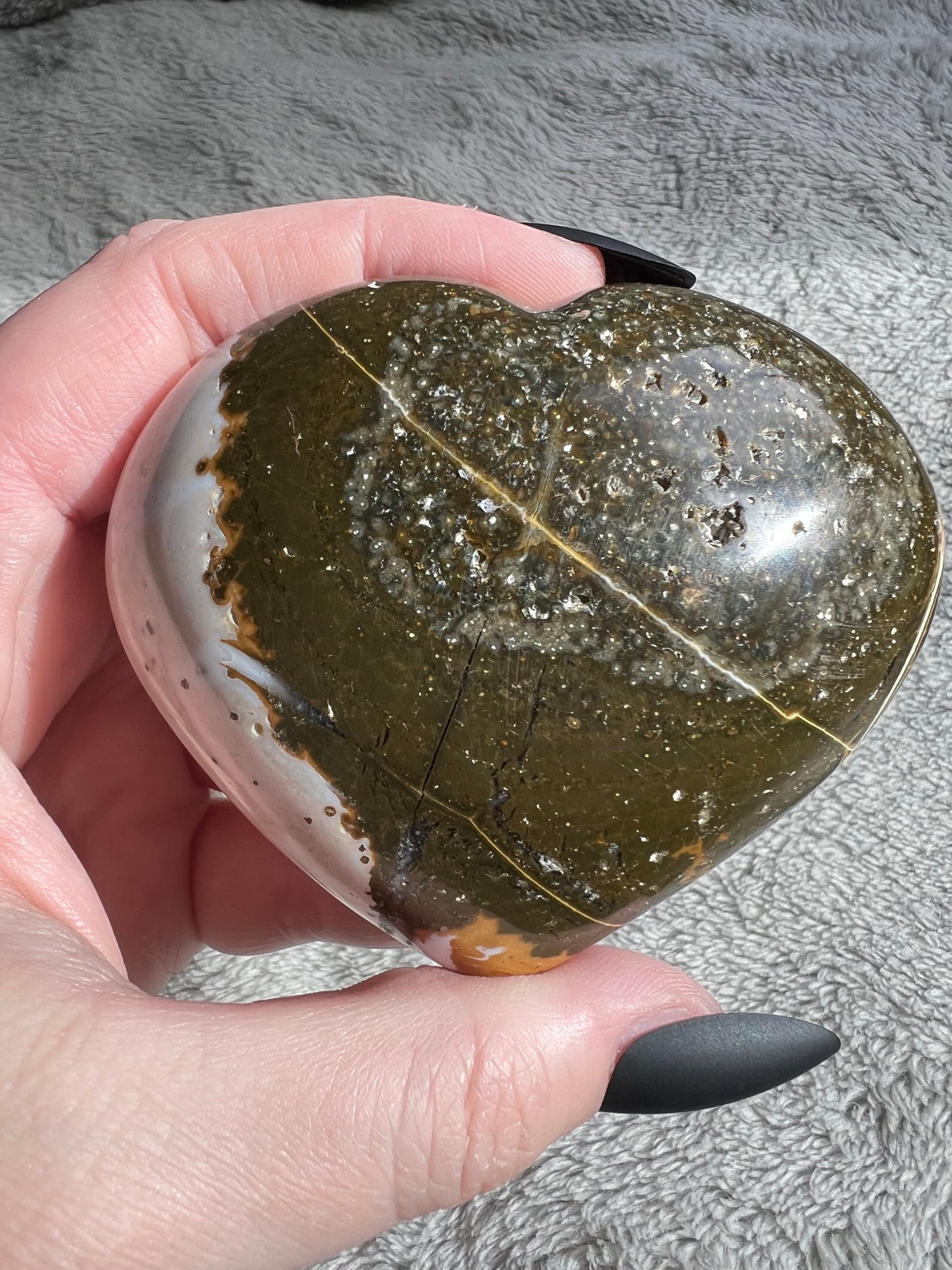 Stunning High Quality Sea (Ocean) Jasper Heart Carving - B