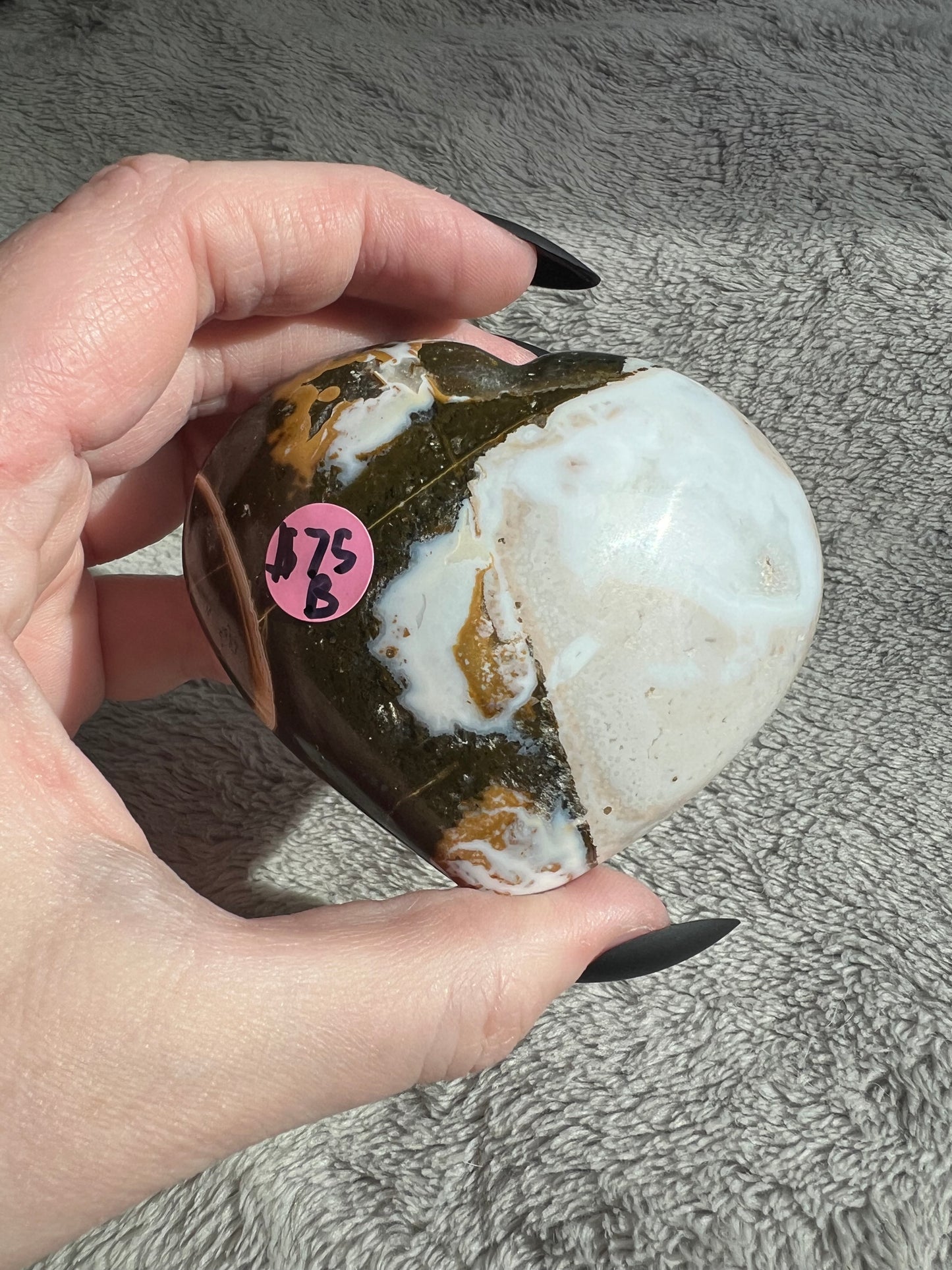 Stunning High Quality Sea (Ocean) Jasper Heart Carving - B