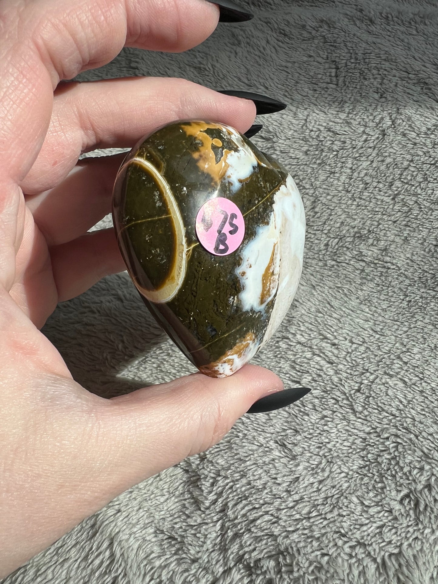Stunning High Quality Sea (Ocean) Jasper Heart Carving - B