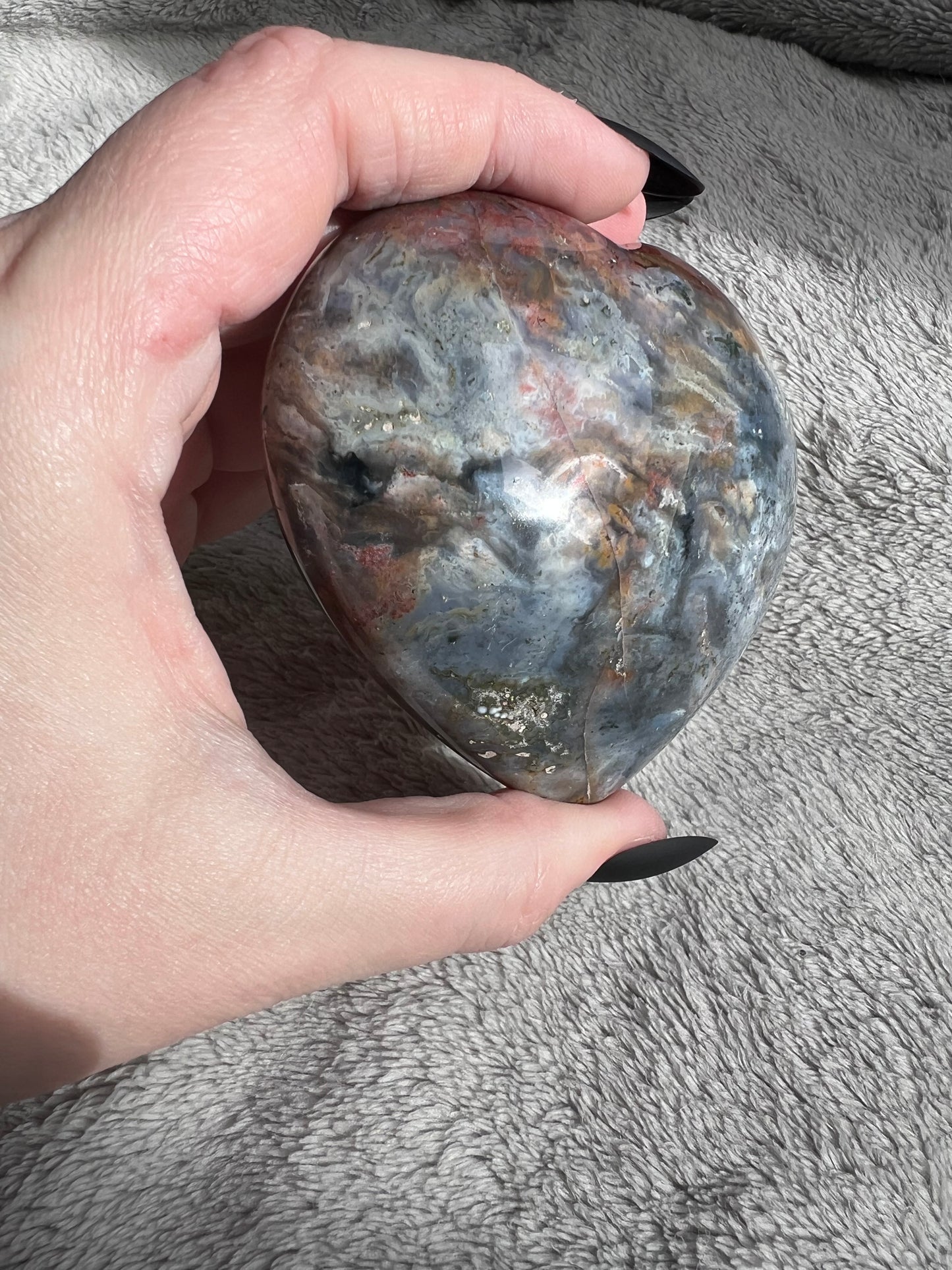 Stunning High Quality Sea (Ocean) Jasper Heart Carving