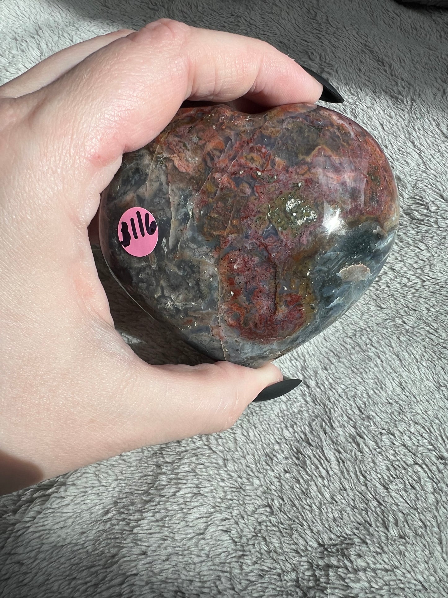 Stunning High Quality Sea (Ocean) Jasper Heart Carving