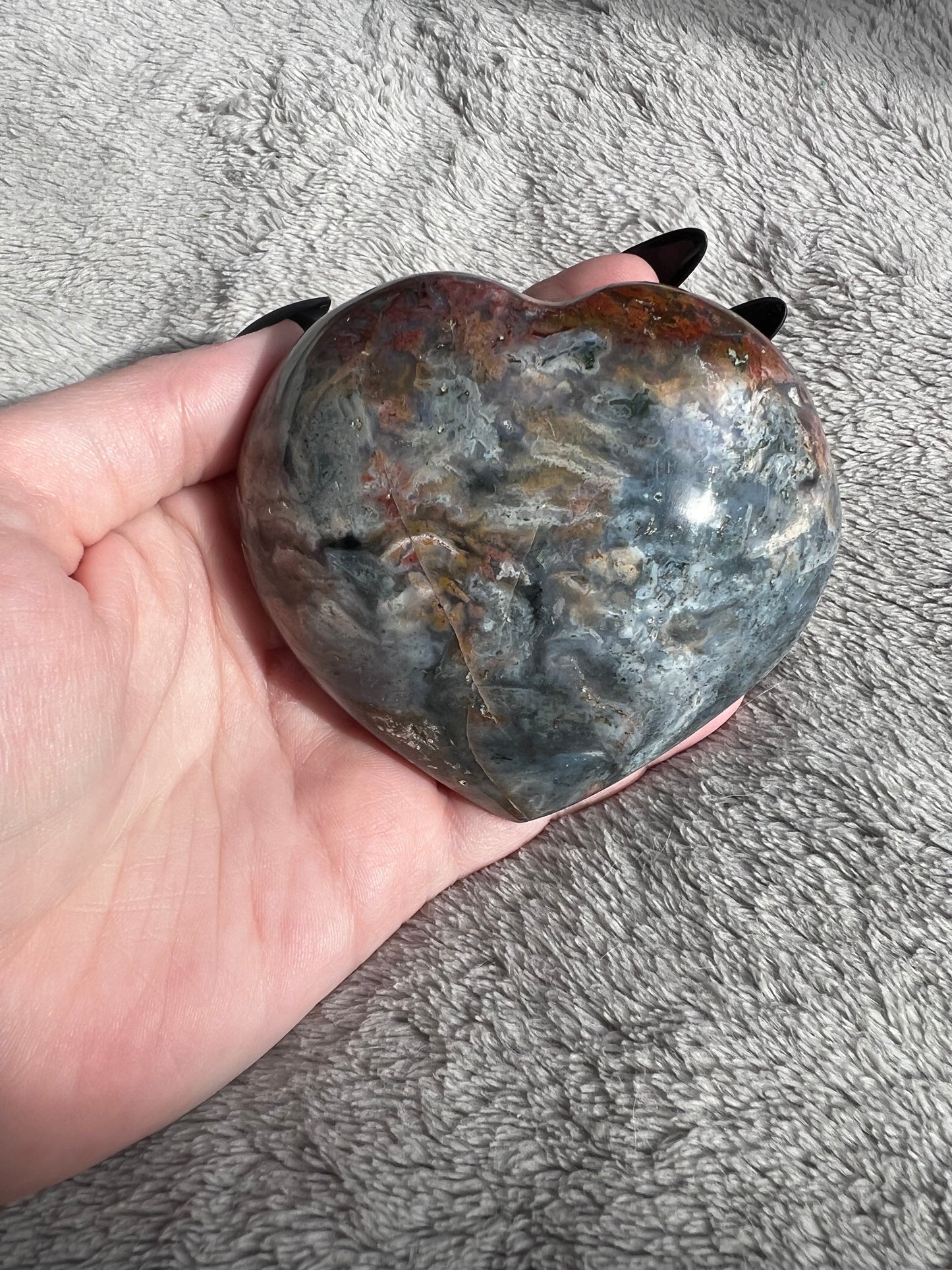 Stunning High Quality Sea (Ocean) Jasper Heart Carving