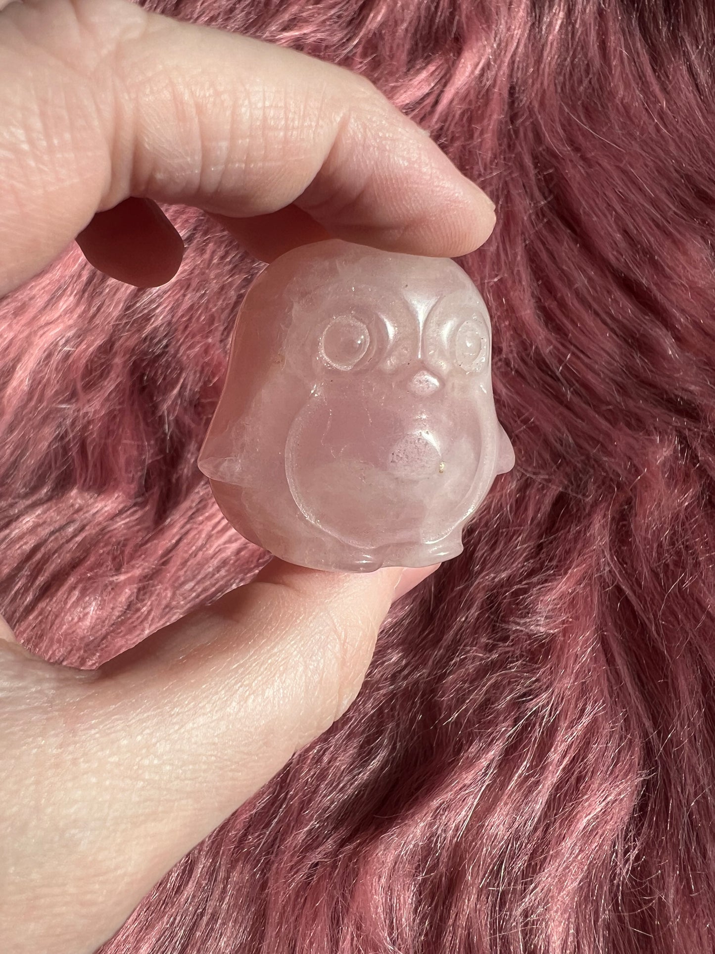 Stunning High Quality Small Rose Quartz Penguin Carving *Imperfect*