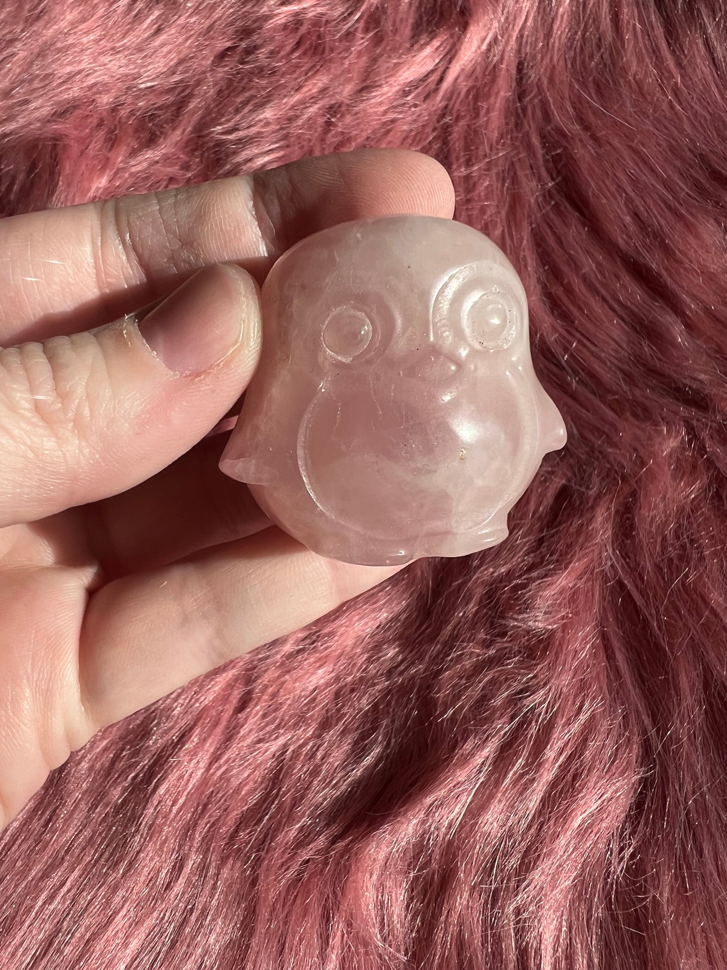 Stunning High Quality Small Rose Quartz Penguin Carving *Imperfect*