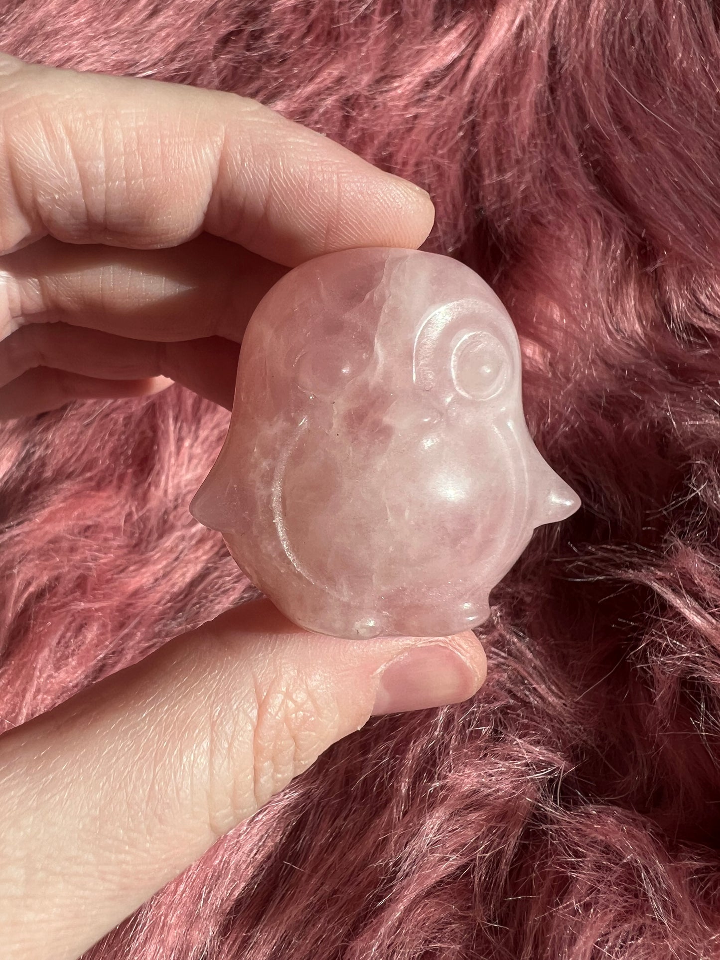 Stunning High Quality Small Rose Quartz Penguin Carving