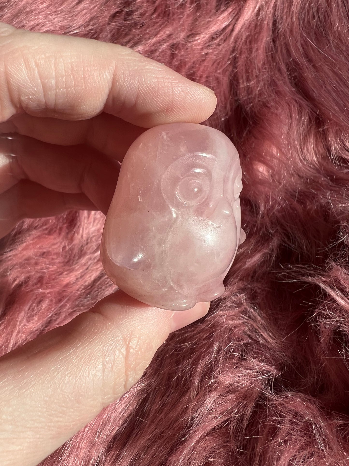 Stunning High Quality Small Rose Quartz Penguin Carving