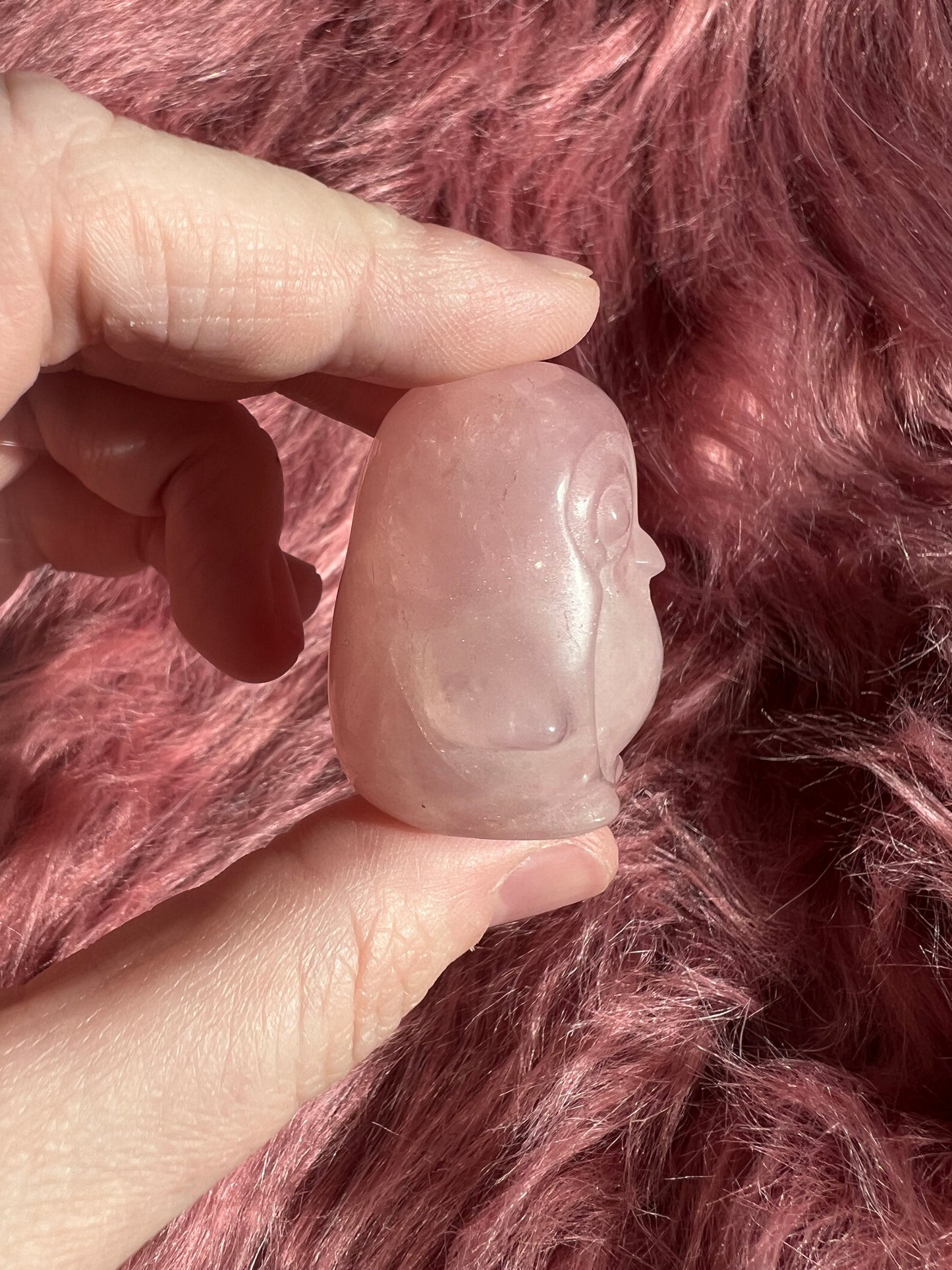 Stunning High Quality Small Rose Quartz Penguin Carving