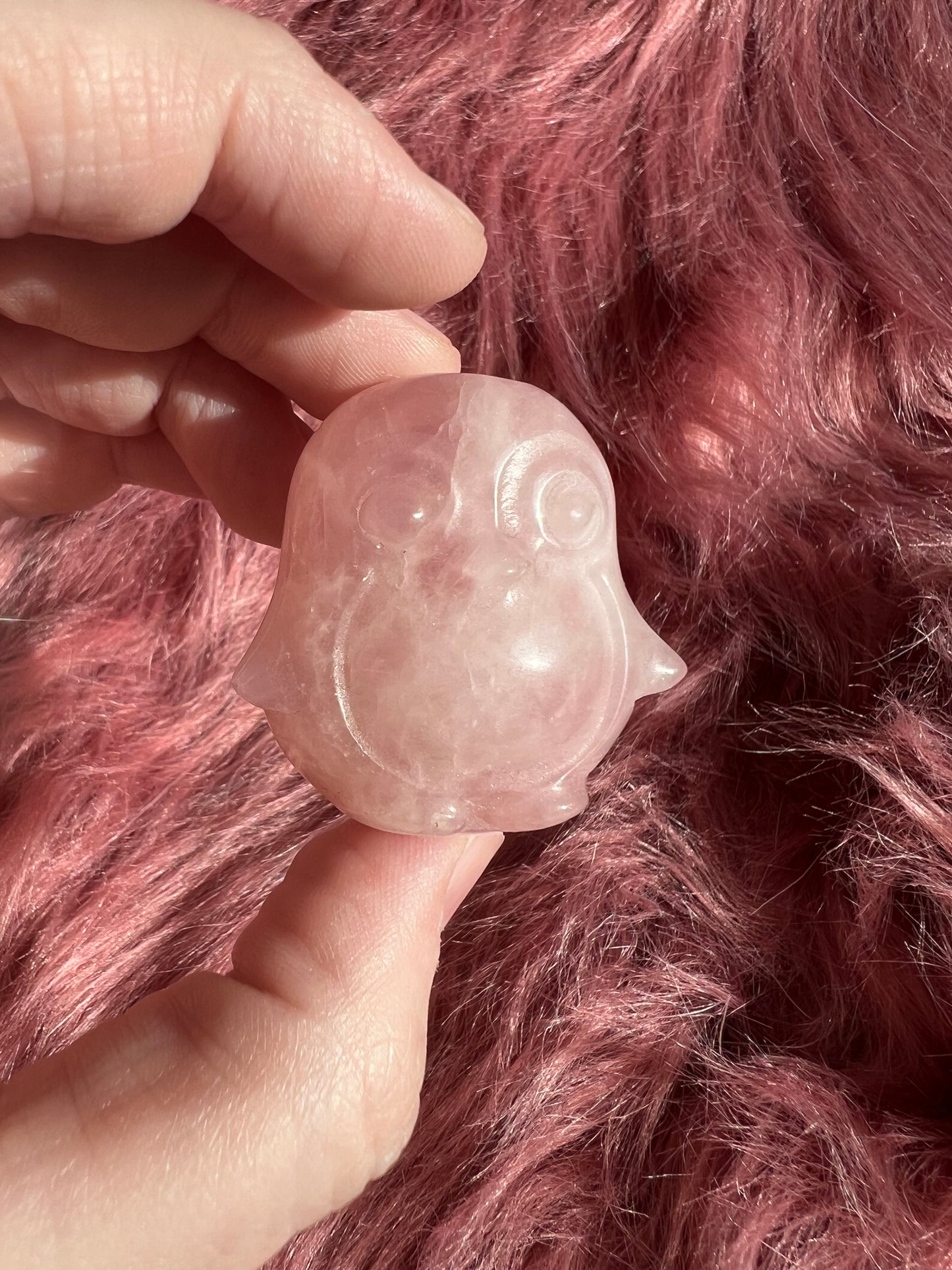 Stunning High Quality Small Rose Quartz Penguin Carving