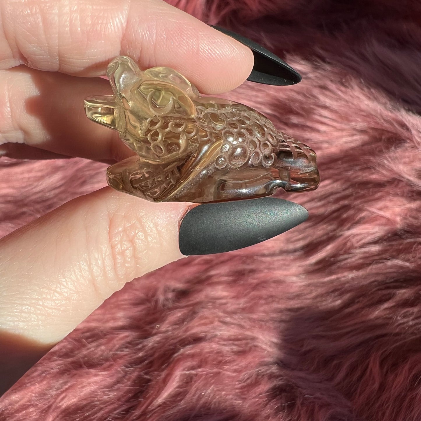 Stunning High Quality Small Size Smoky Quartz Money Toad Carving - I