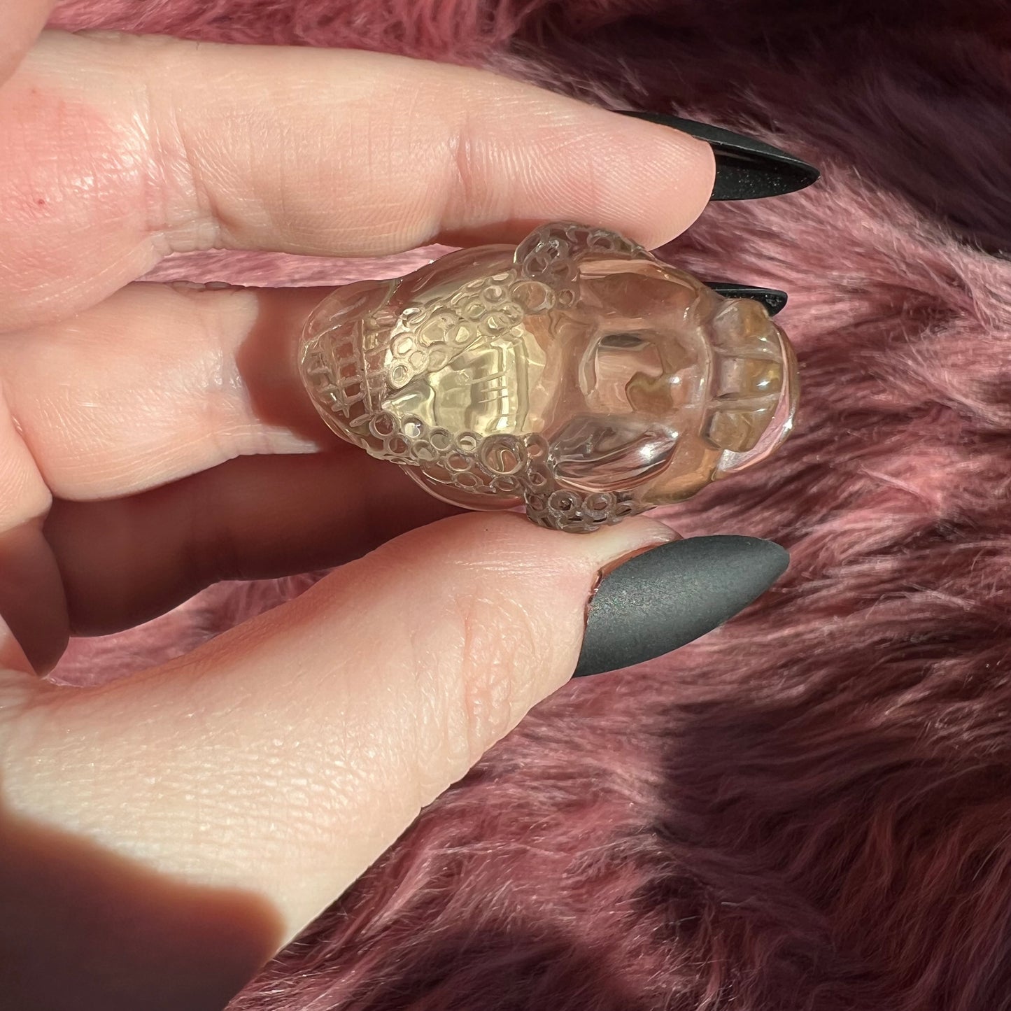 Stunning High Quality Small Size Smoky Quartz Money Toad Carving - I