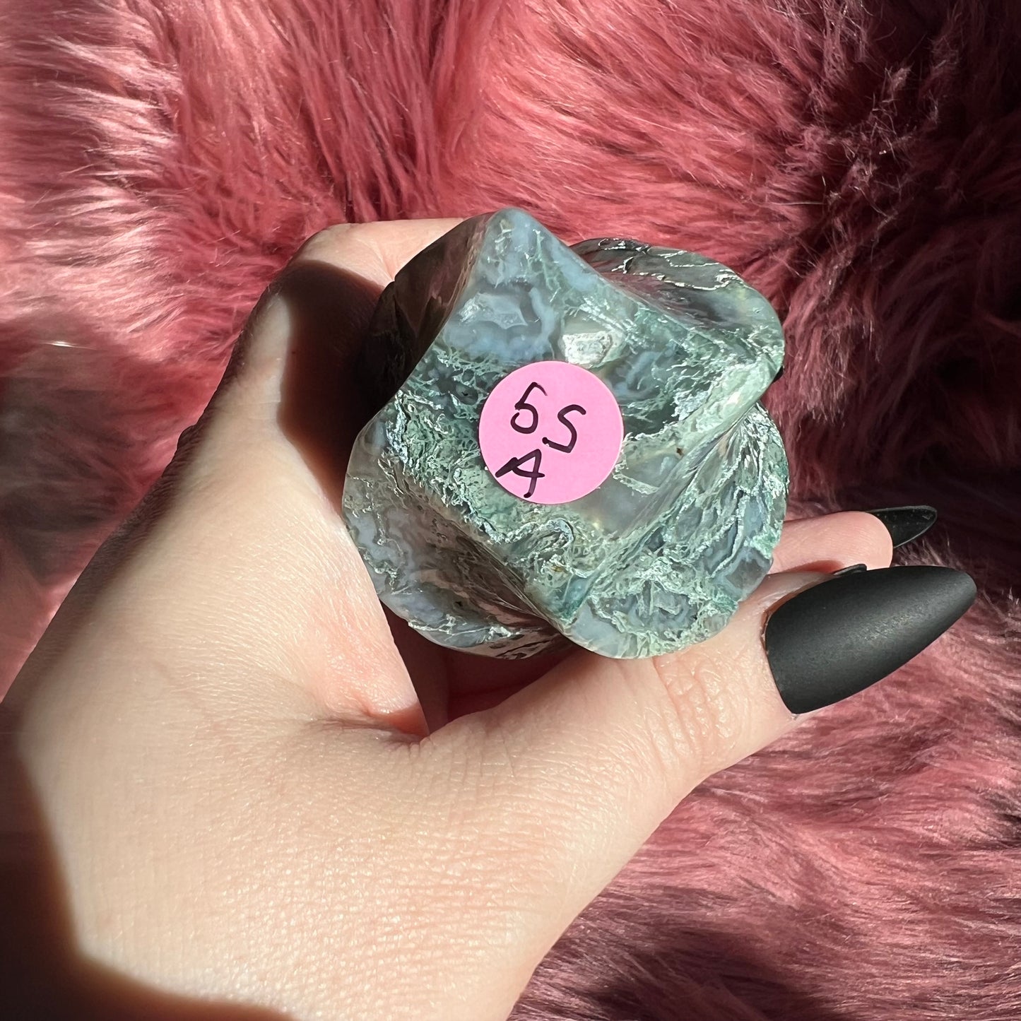 Stunning Blue Green Moss Agate Flame - A