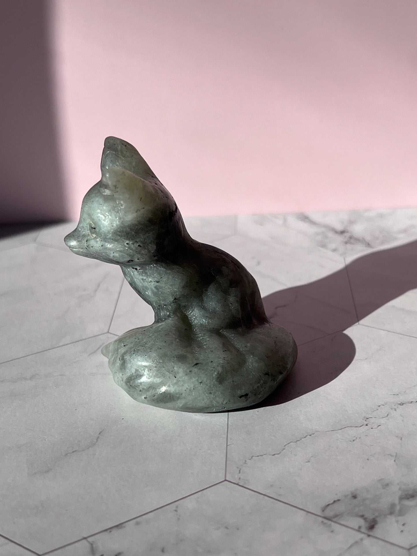 ONE (1) Stunning High Quality Labradorite Fox Carving