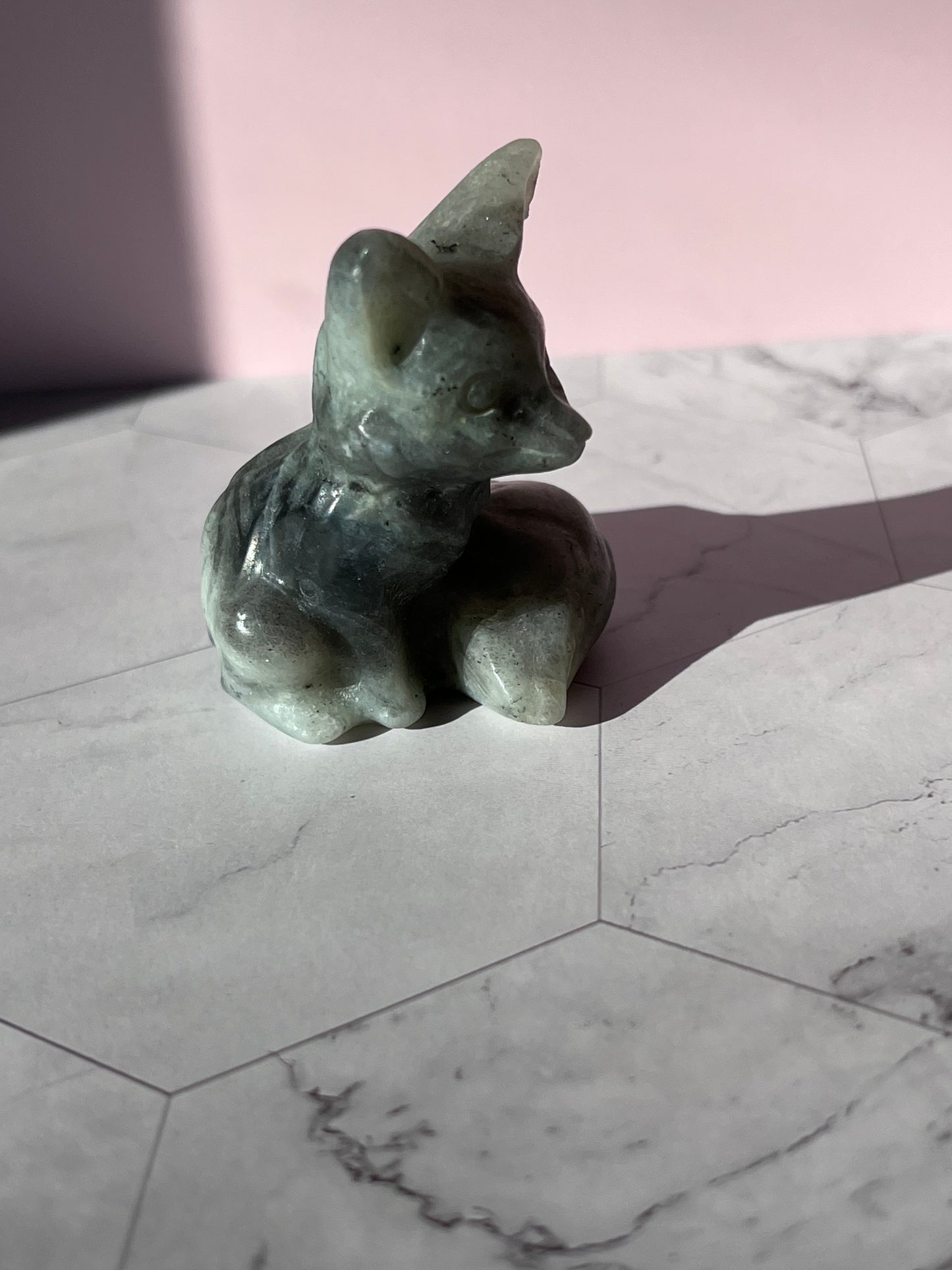 ONE (1) Stunning High Quality Labradorite Fox Carving