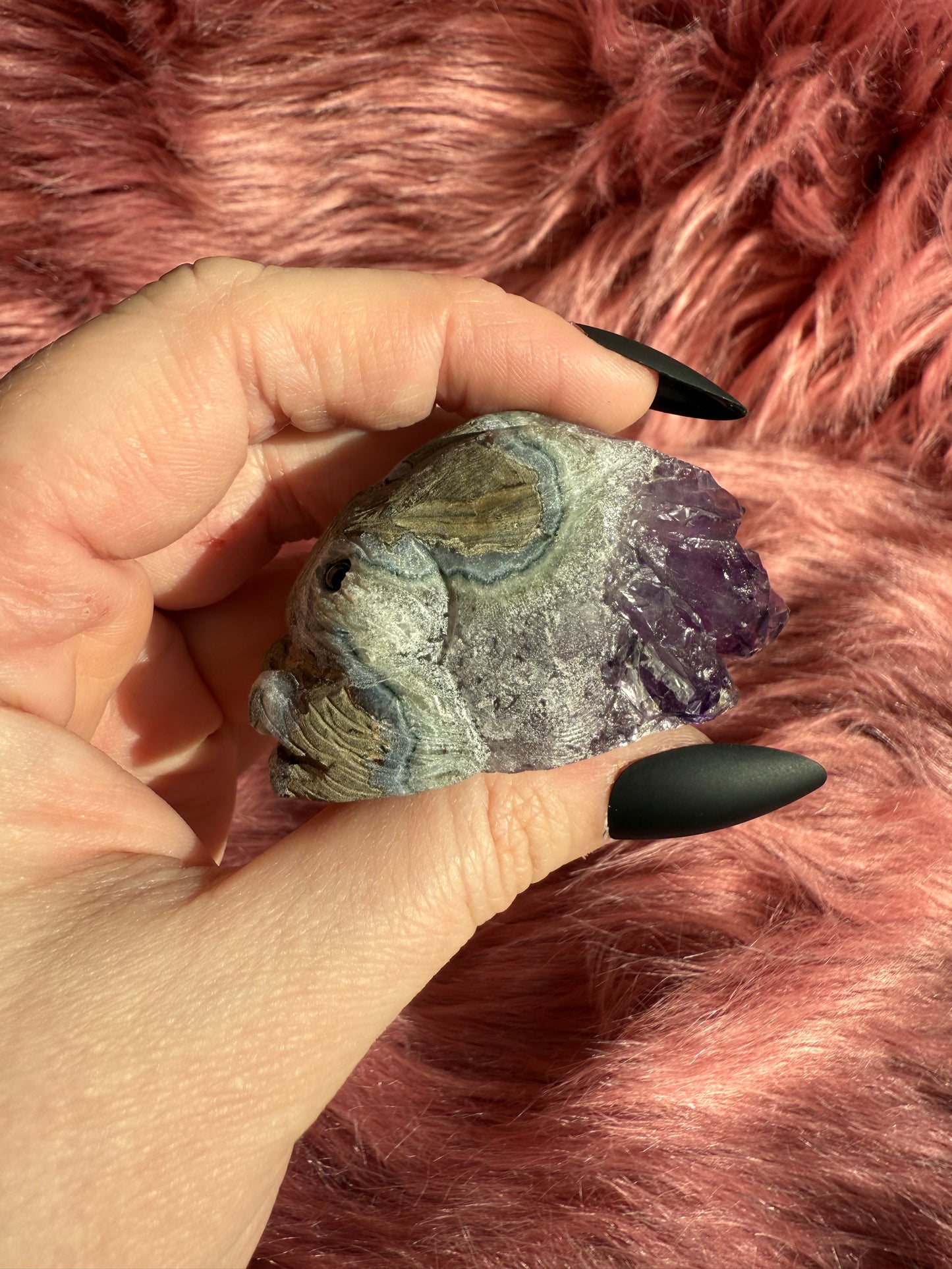 Stunning High Quality Raw Amethyst Bunny Rock Carving