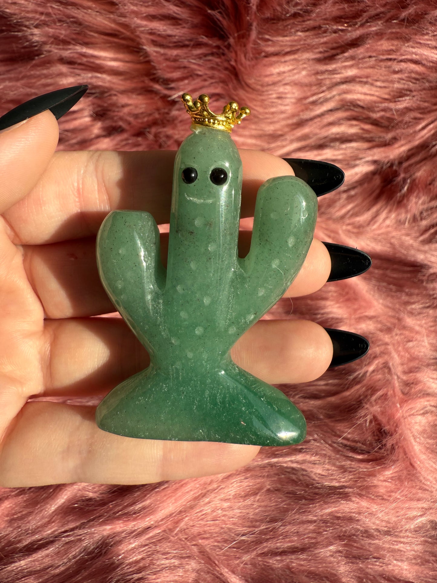 Stunning High Quality Green Adventurine Cactus Carving