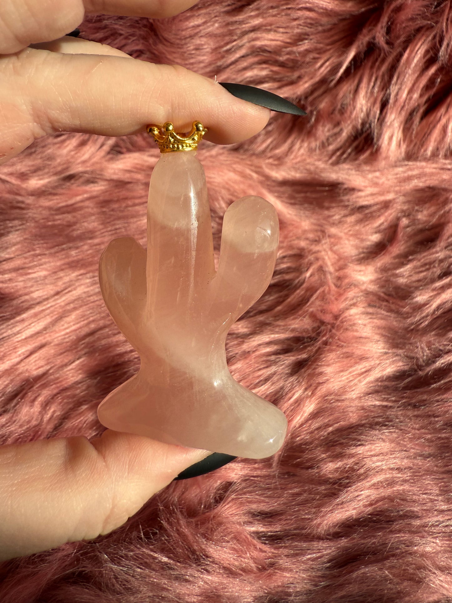 Stunning High Quality Rose Quartz Cactus Carving