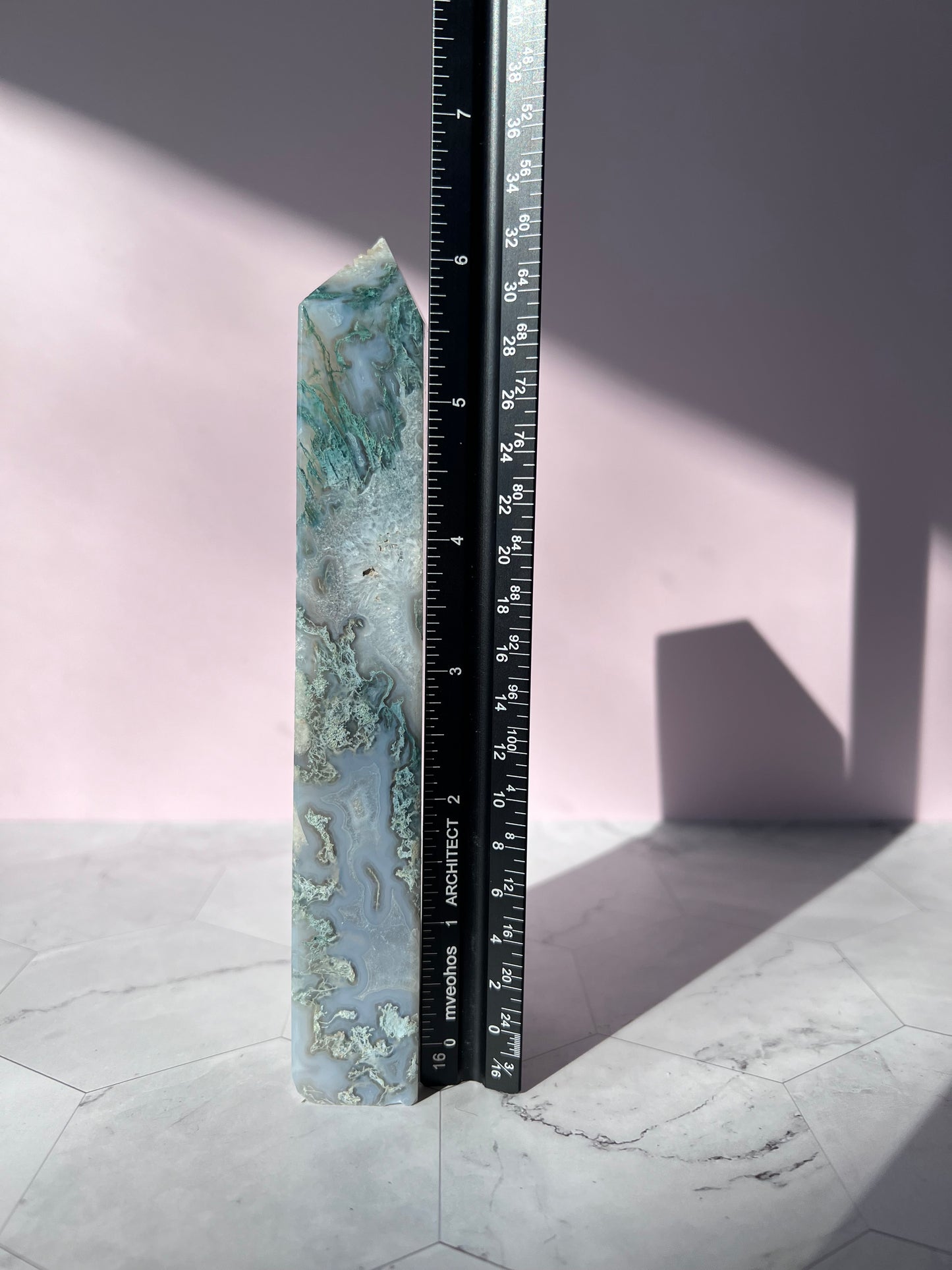 Stunning Druzy Moss Agate Tower - B