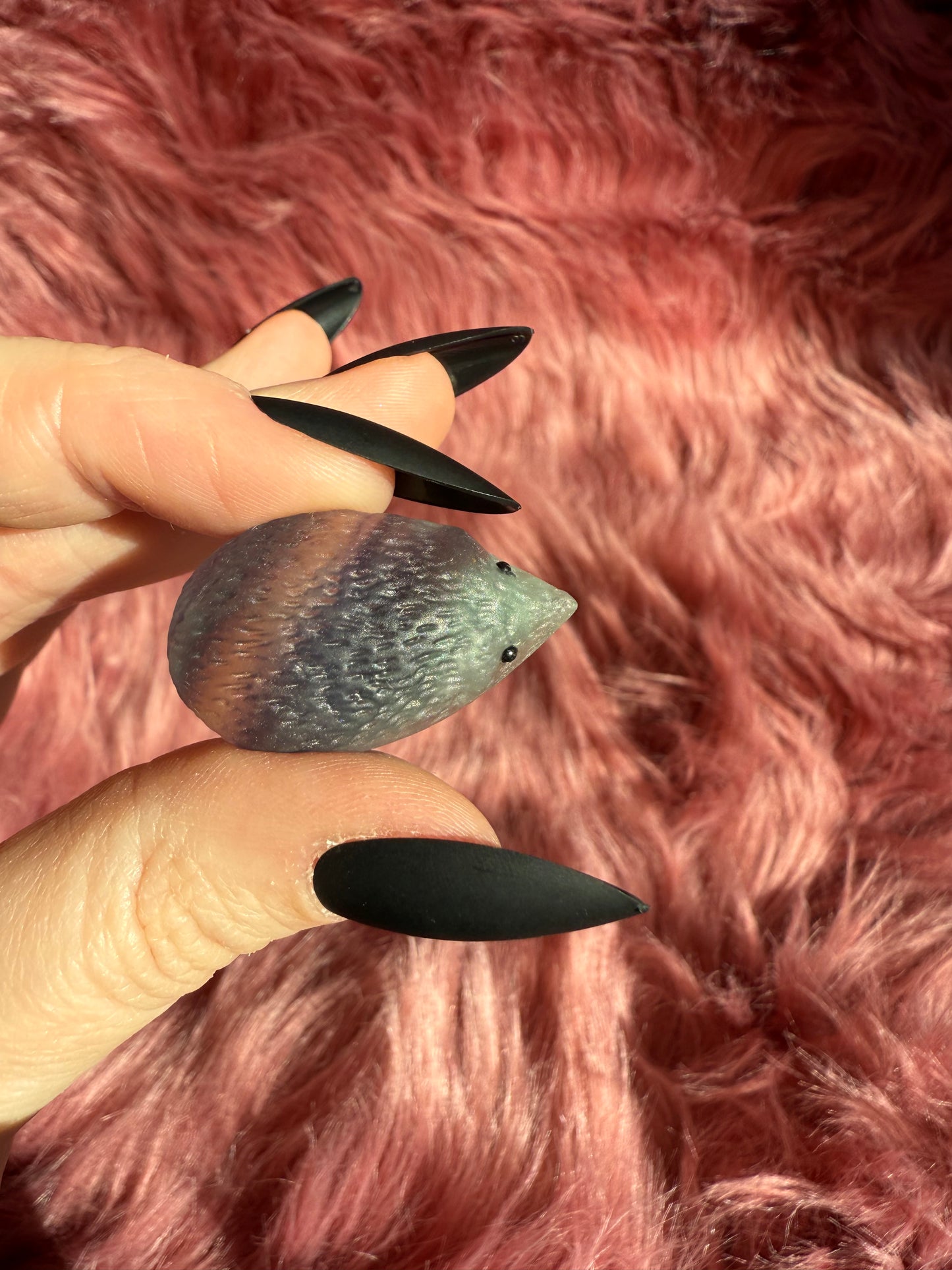 Stunning High Quality Fluorite Mini Hedgehog Carving - E
