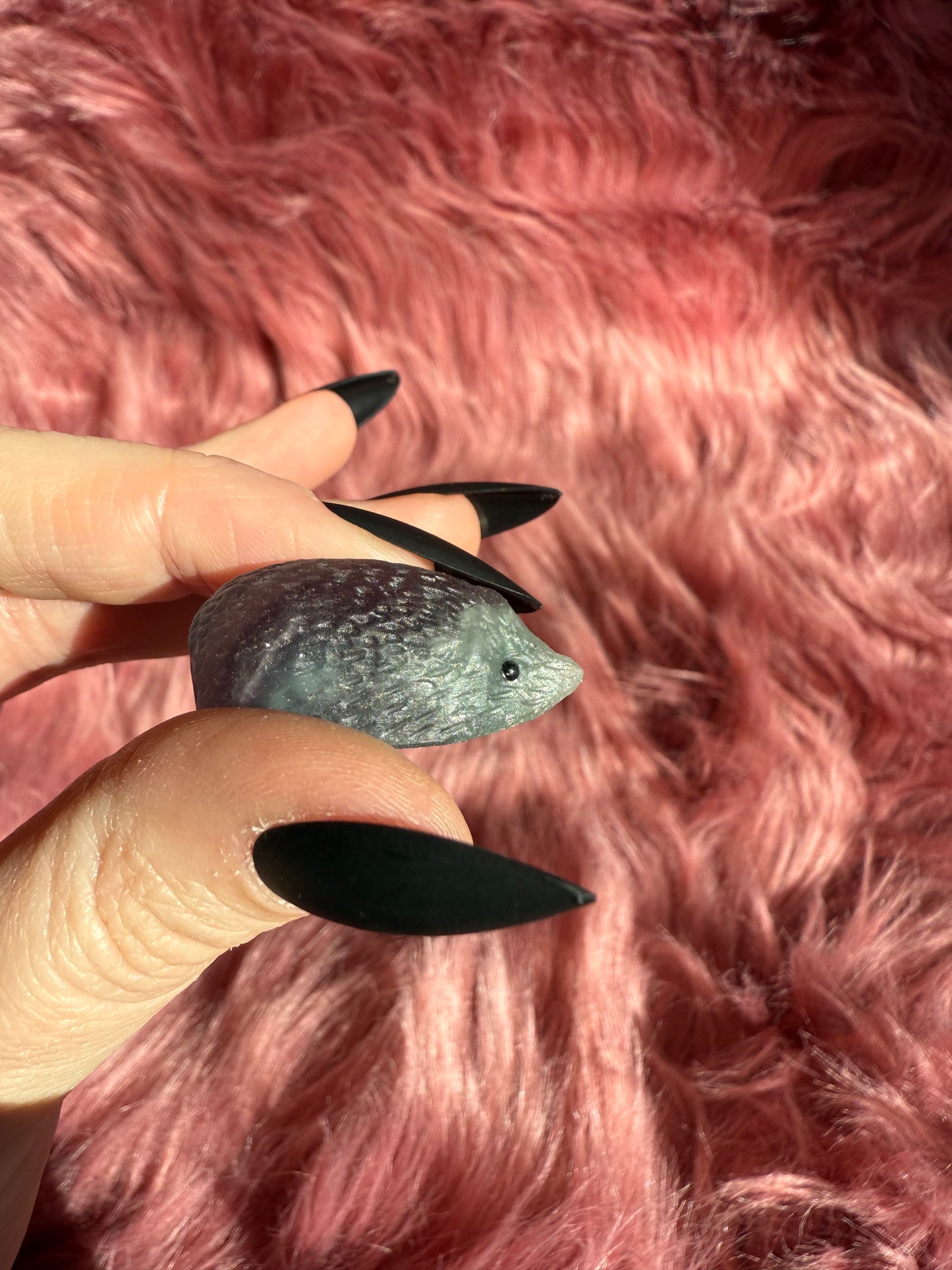 Stunning High Quality Fluorite Mini Hedgehog Carving - E
