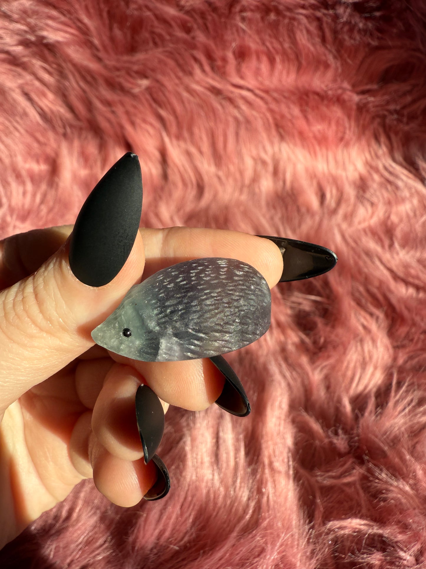 Stunning High Quality Fluorite Mini Hedgehog Carving - E