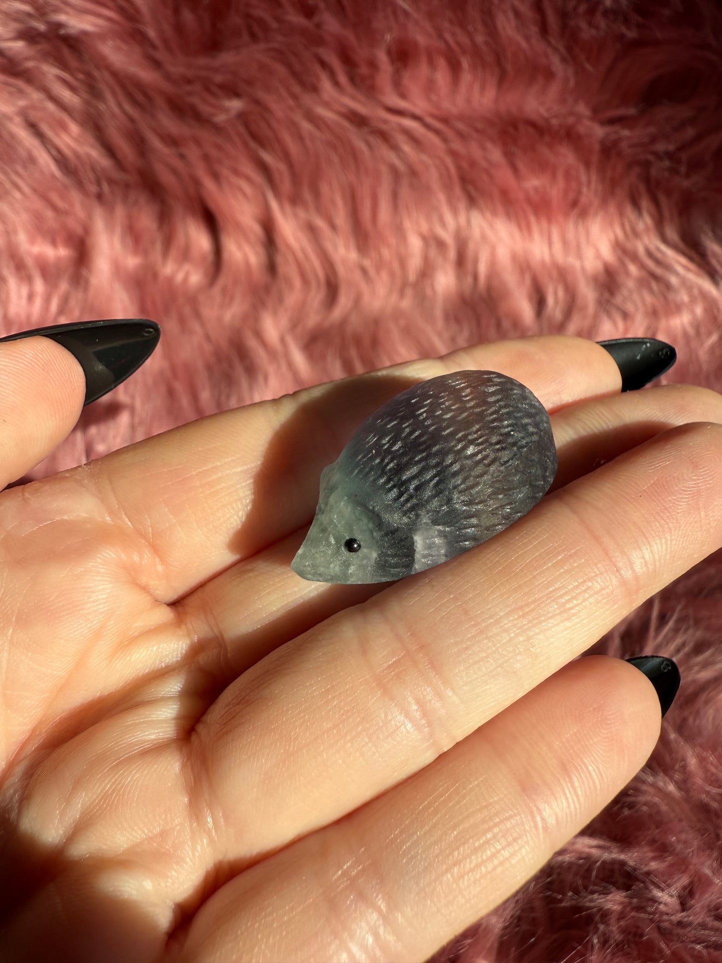 Stunning High Quality Fluorite Mini Hedgehog Carving - E