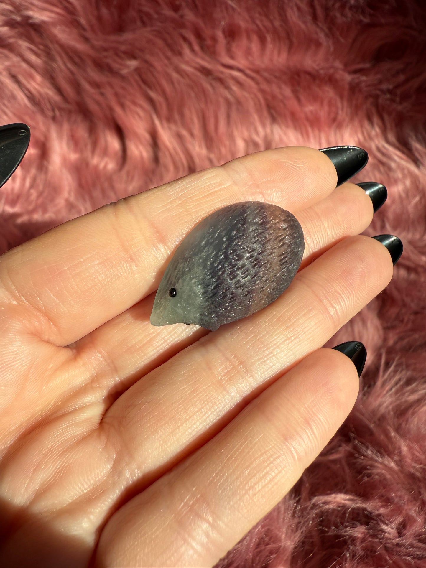 Stunning High Quality Fluorite Mini Hedgehog Carving - E