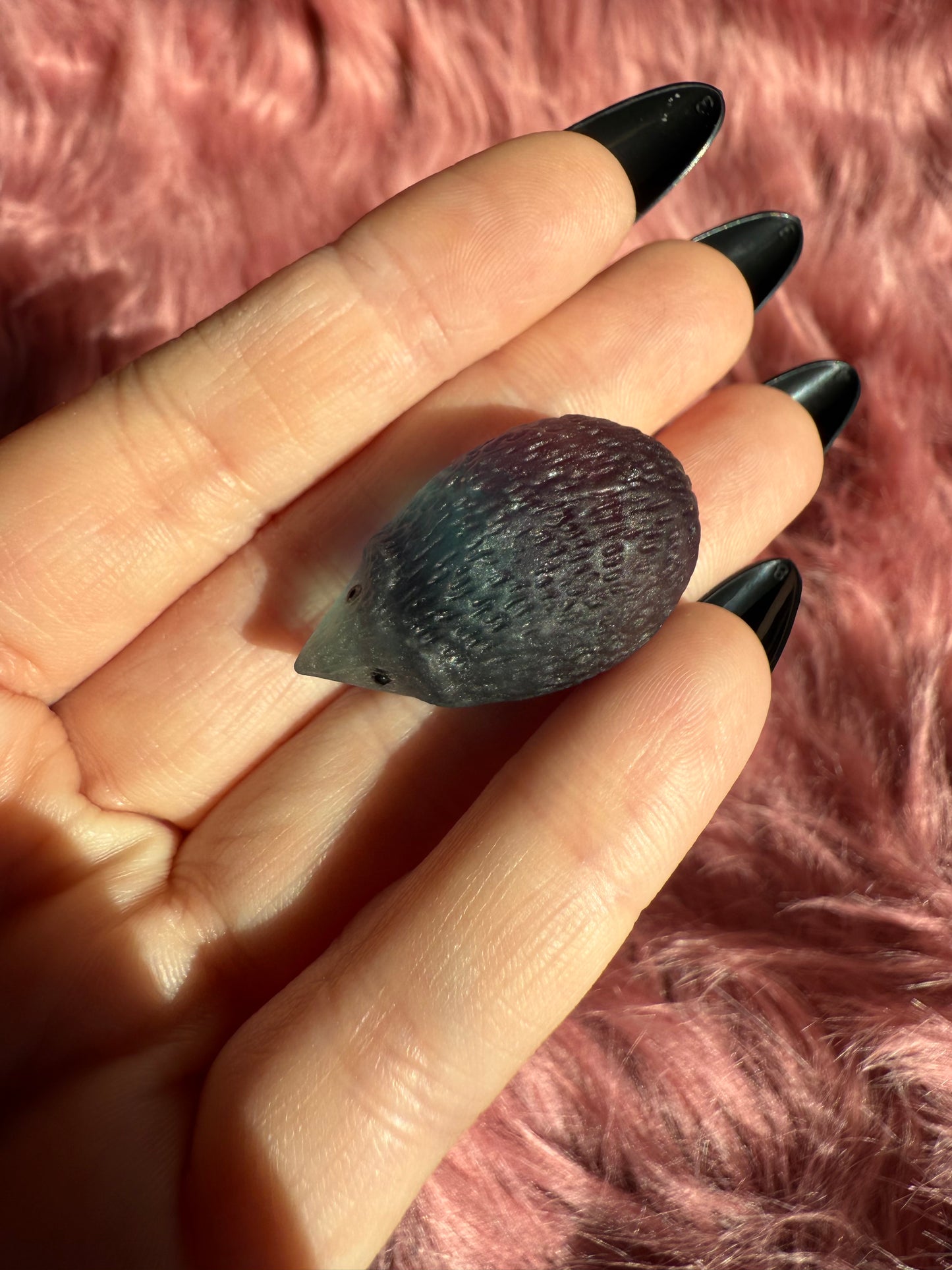 Stunning High Quality Fluorite Mini Hedgehog Carving - C