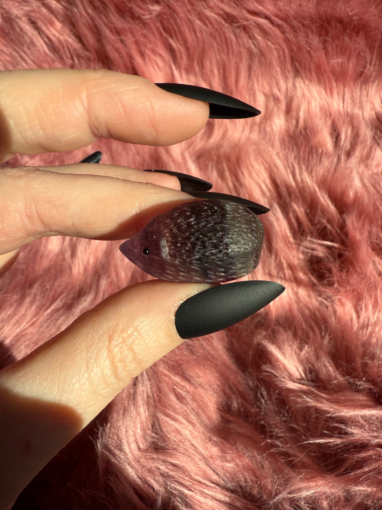 Stunning High Quality Fluorite Mini Hedgehog Carving - B