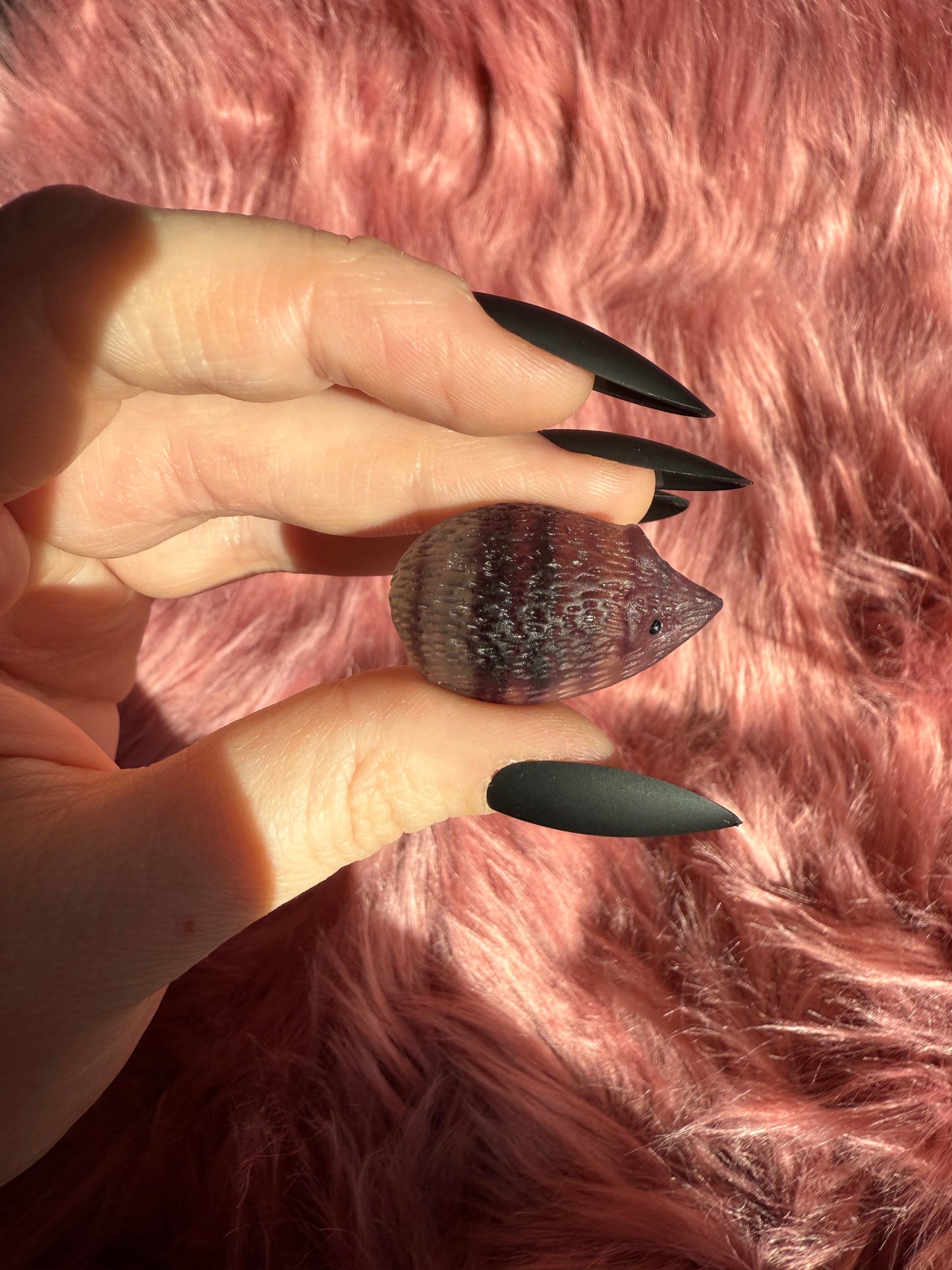 Stunning High Quality Fluorite Mini Hedgehog Carving - B