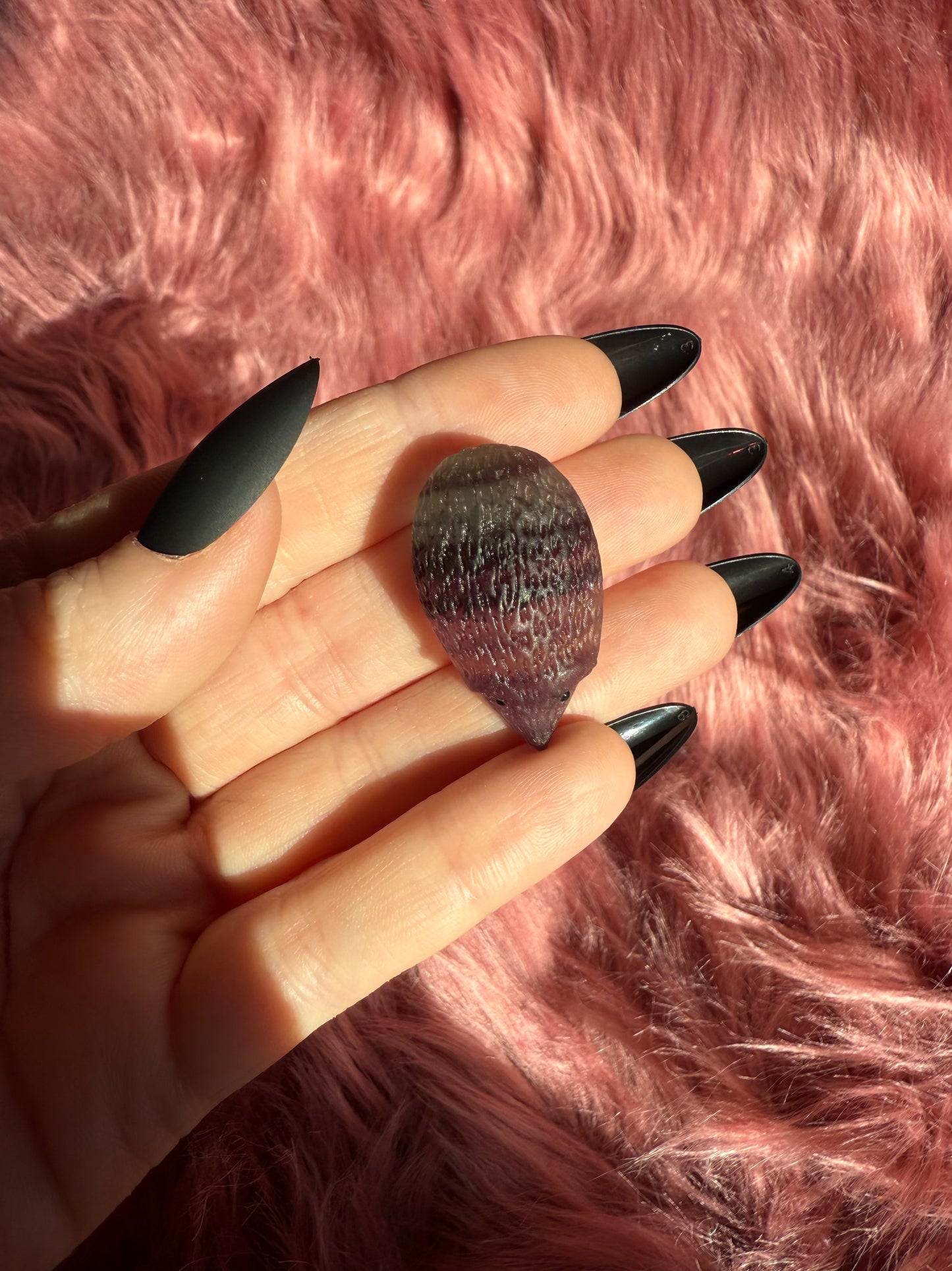 Stunning High Quality Fluorite Mini Hedgehog Carving - B