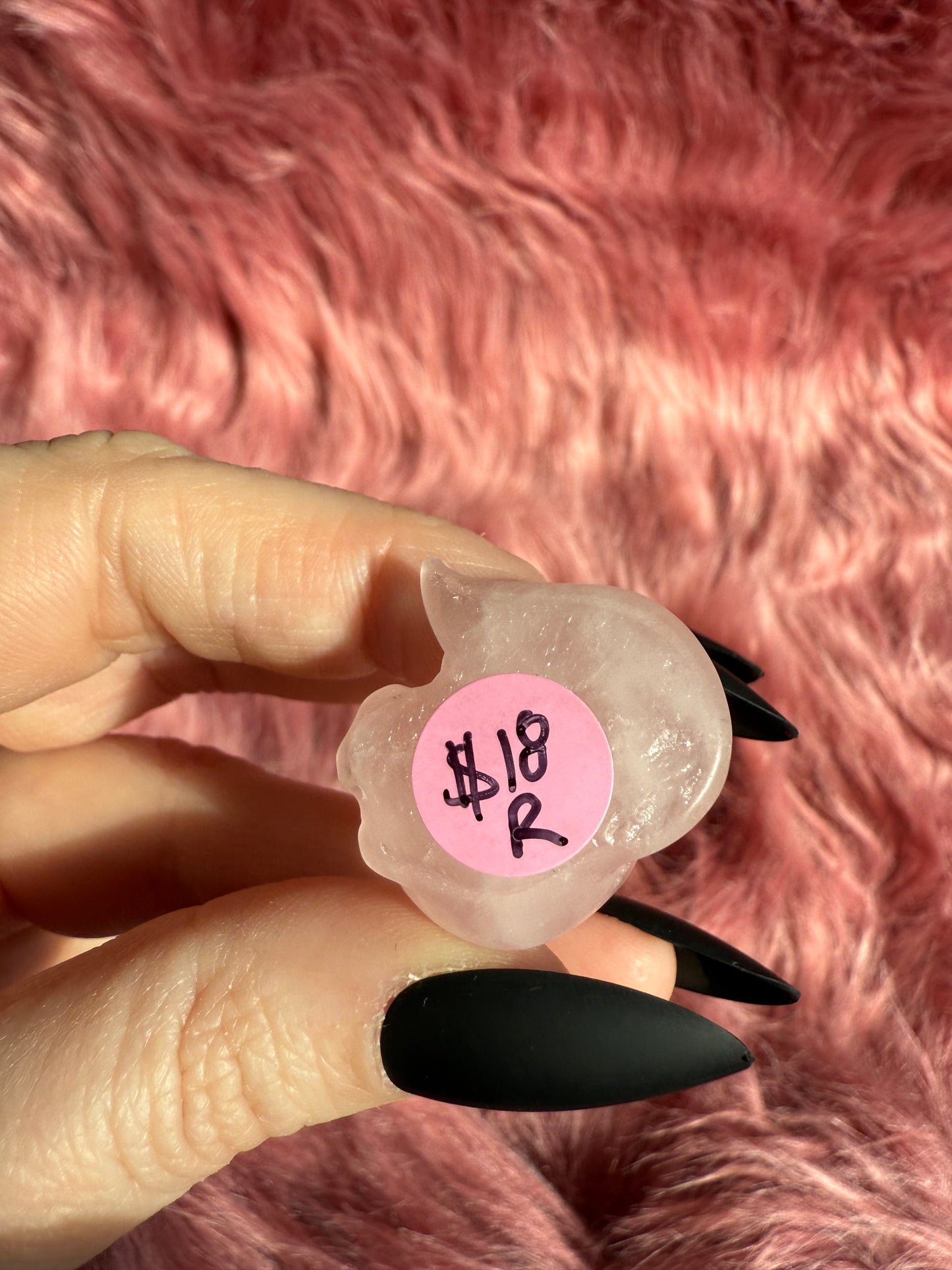 Stunning High Quality Pink Quartz Fox Carving