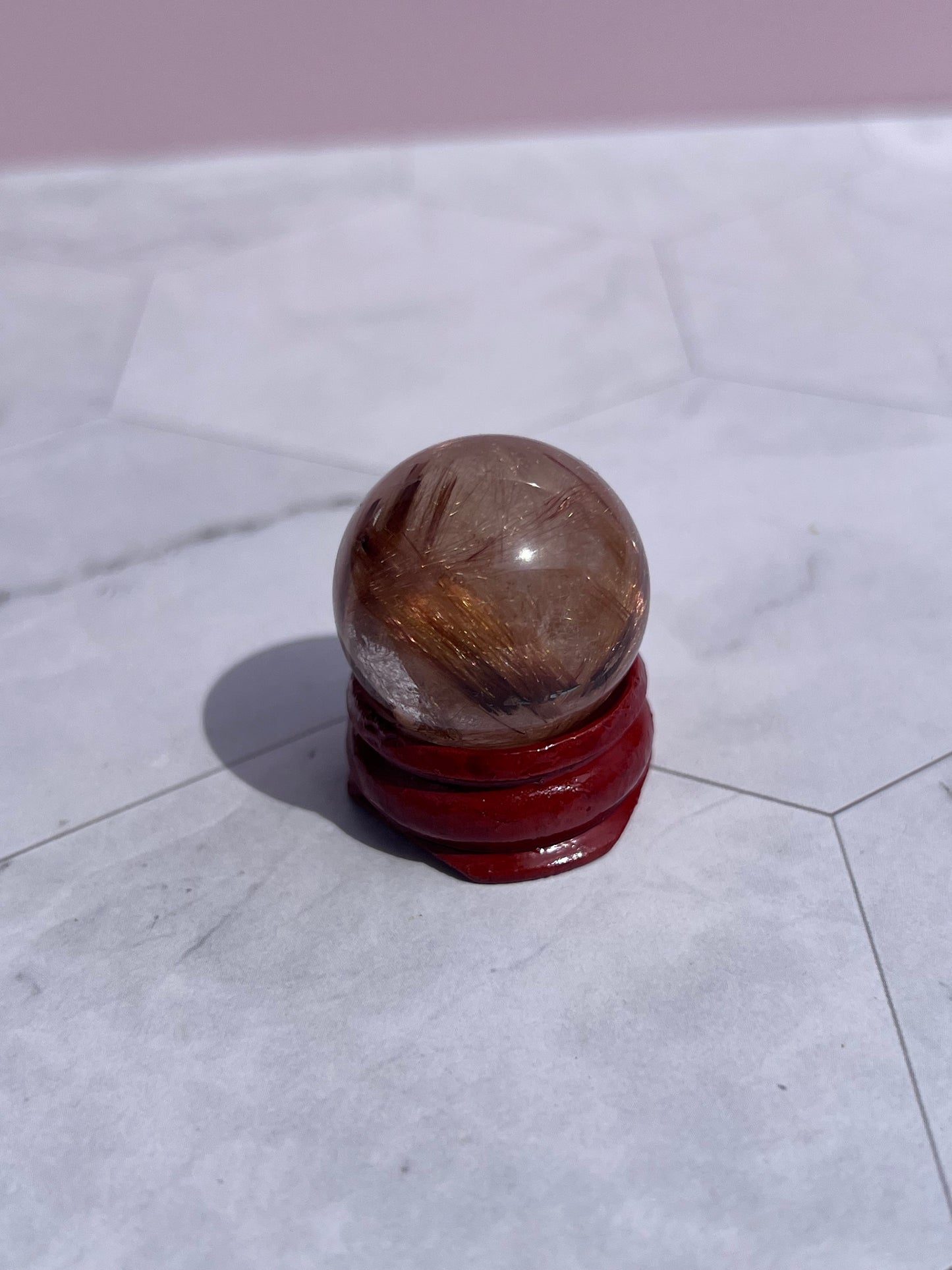 ONE (1) Stunning Golden Rutile Mini Crystal Sphere B