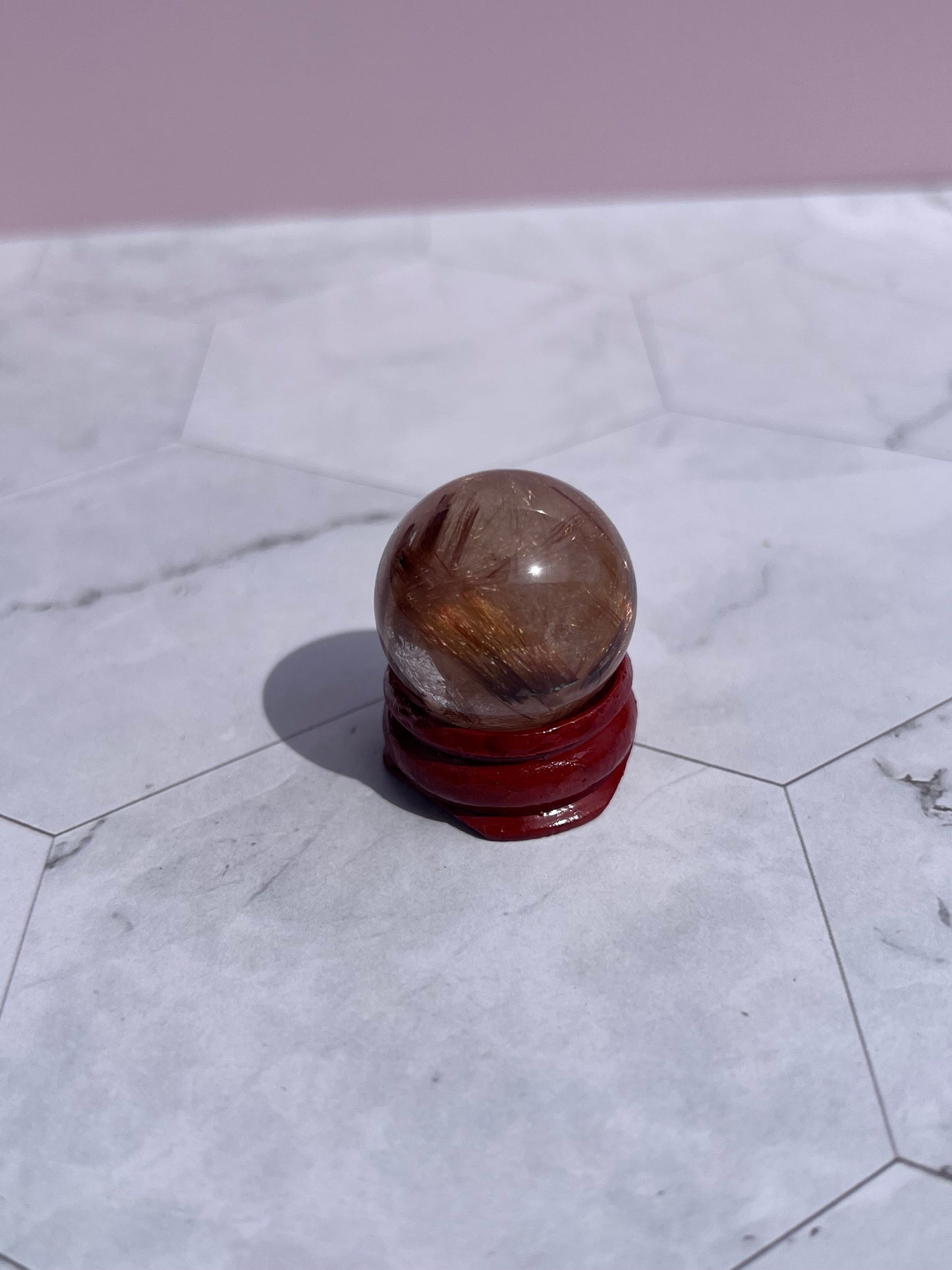 ONE (1) Stunning Golden Rutile Mini Crystal Sphere B