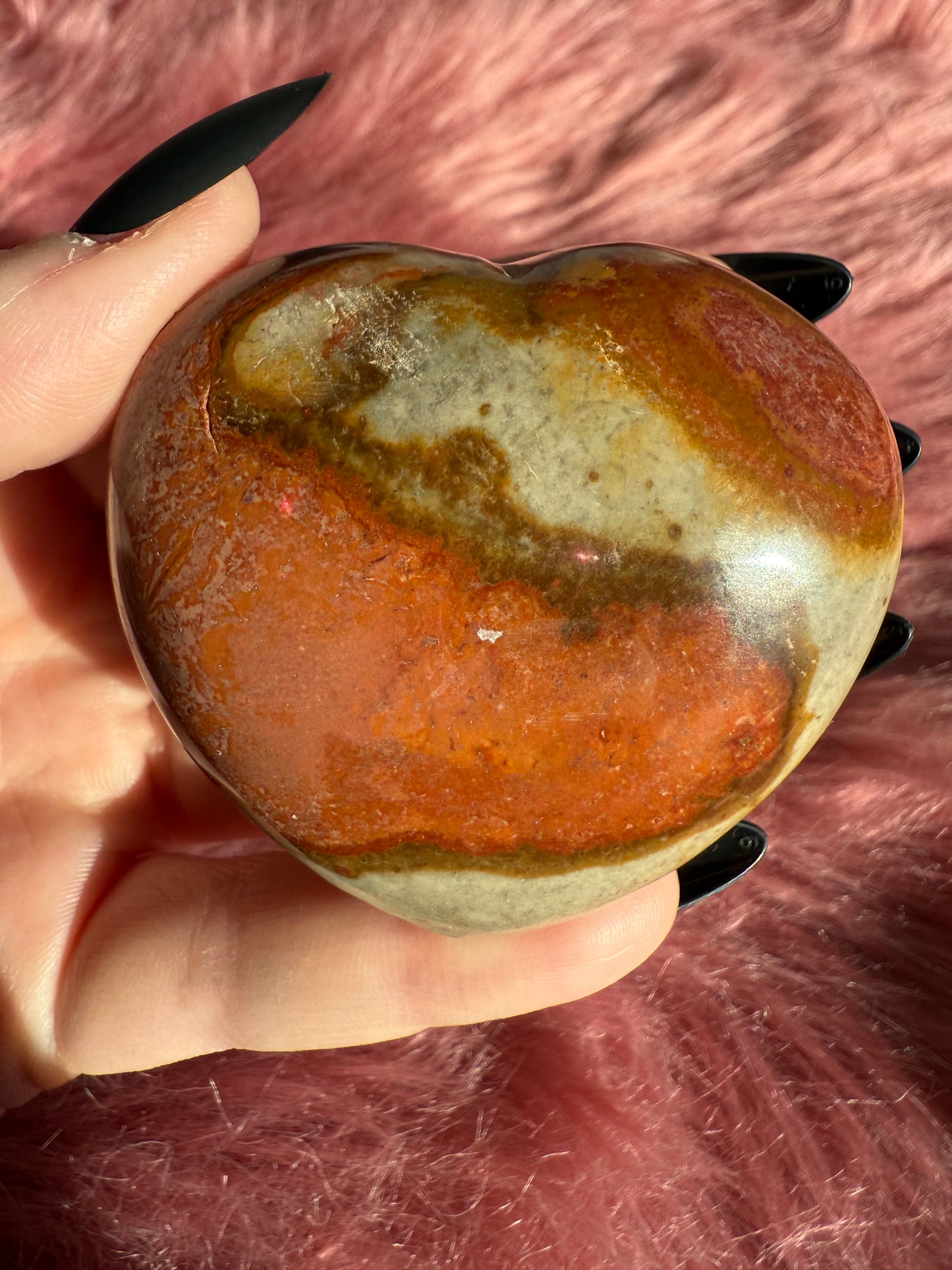 Stunning High Quality Polychrome Jasper Heart Carving - C