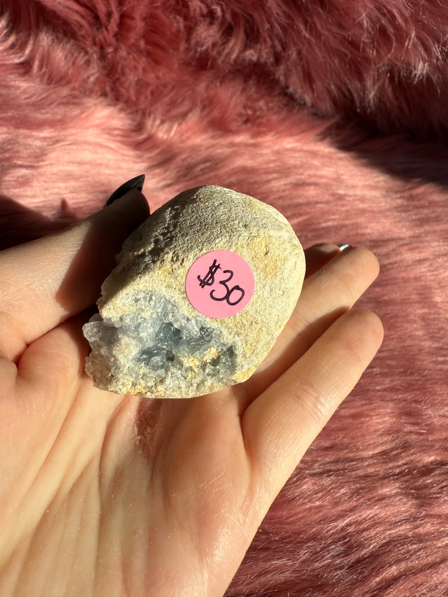Stunning Half Raw/ Half Polish Celestite Freeform