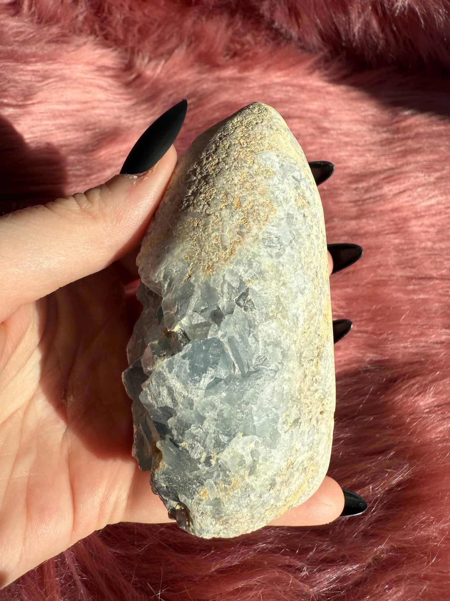 Stunning Half Raw/ Half Polish Celestite Freeform