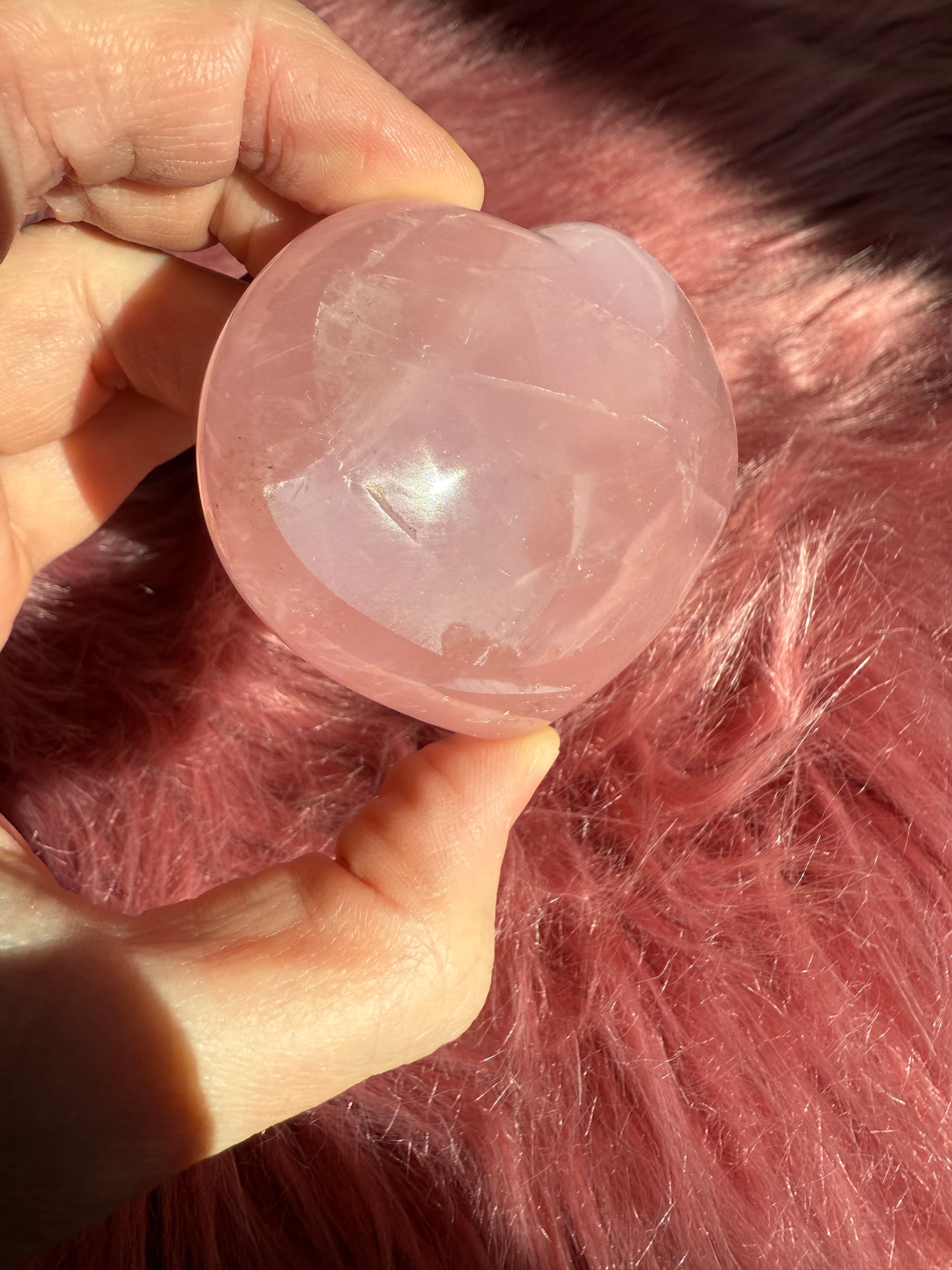Stunning High Quality Rose Quartz Puffy Heart Carving - E