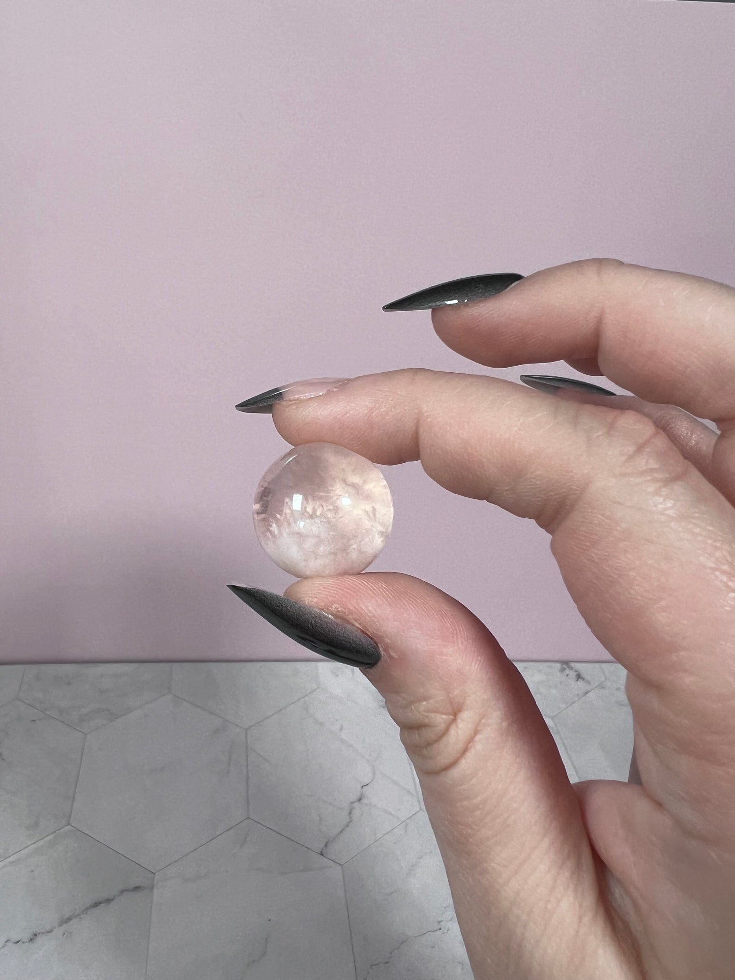 ONE (1) Stunning Starry Snow Garden Rose Quartz Crystal Sphere D